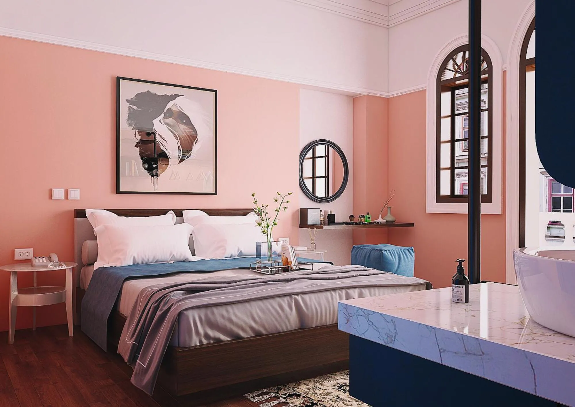 Bed in The Poppy Villa & Hotel