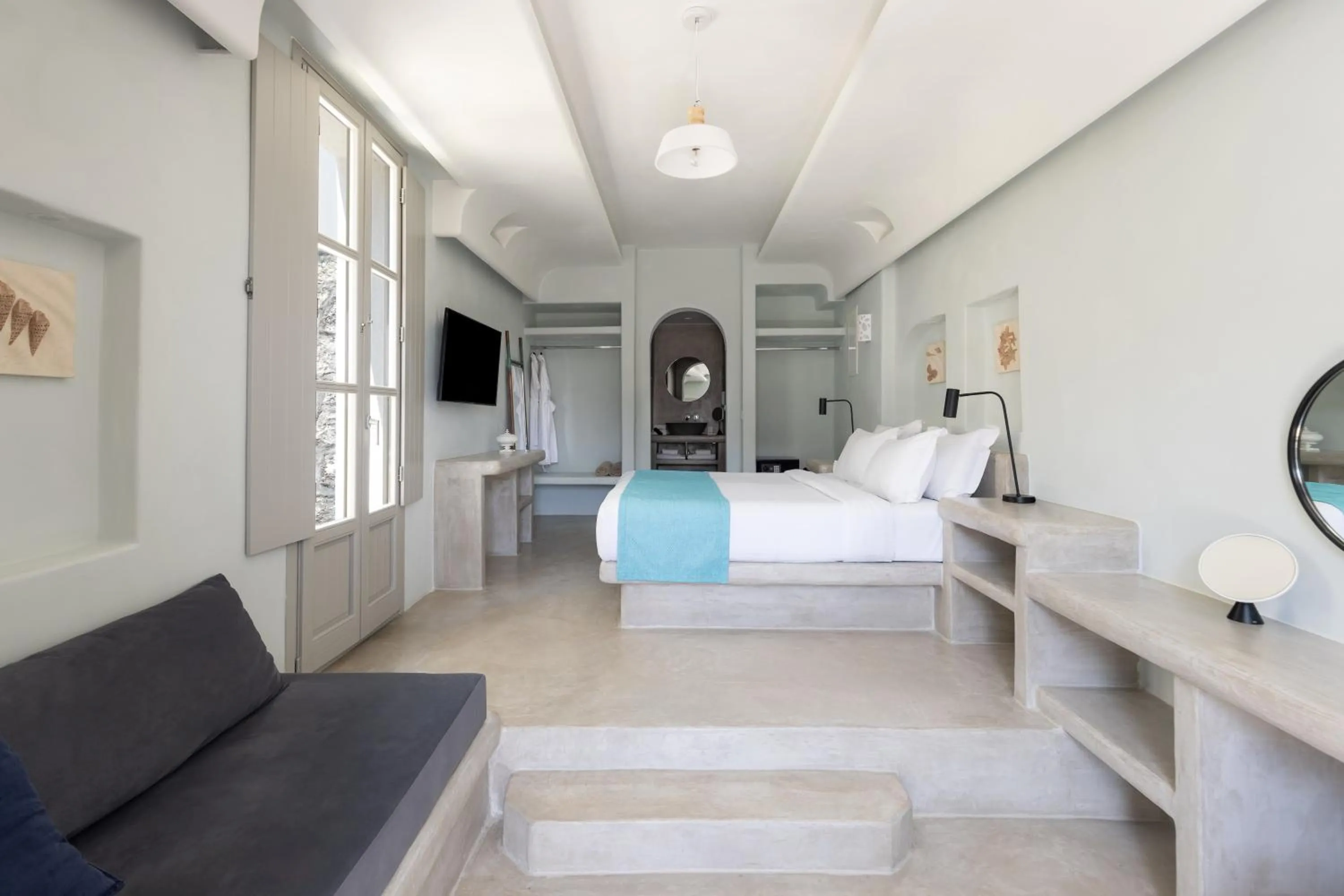 Bedroom, Bed in Danae Suites Santorini