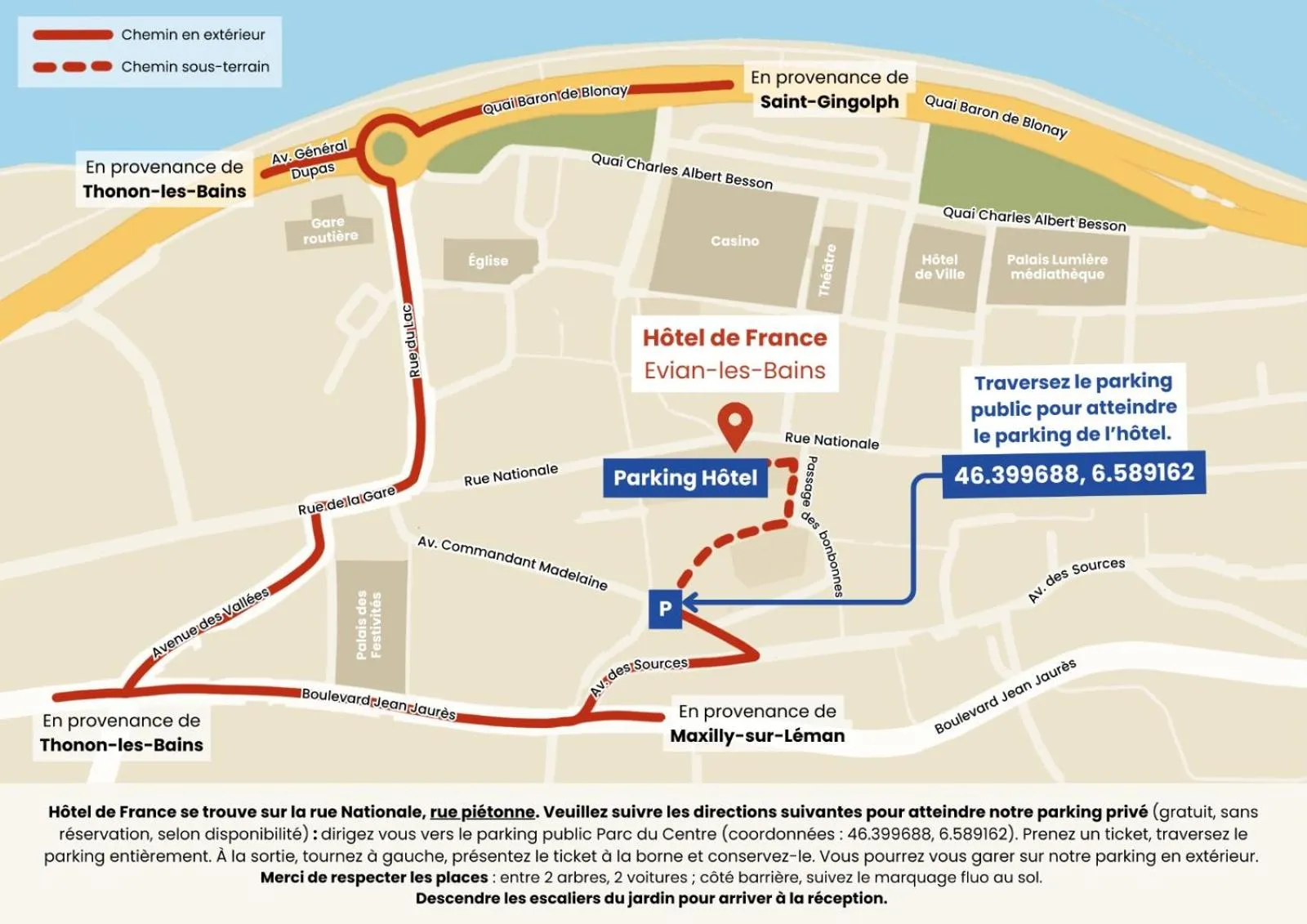 Parking in Hôtel de France Contact-Hôtel