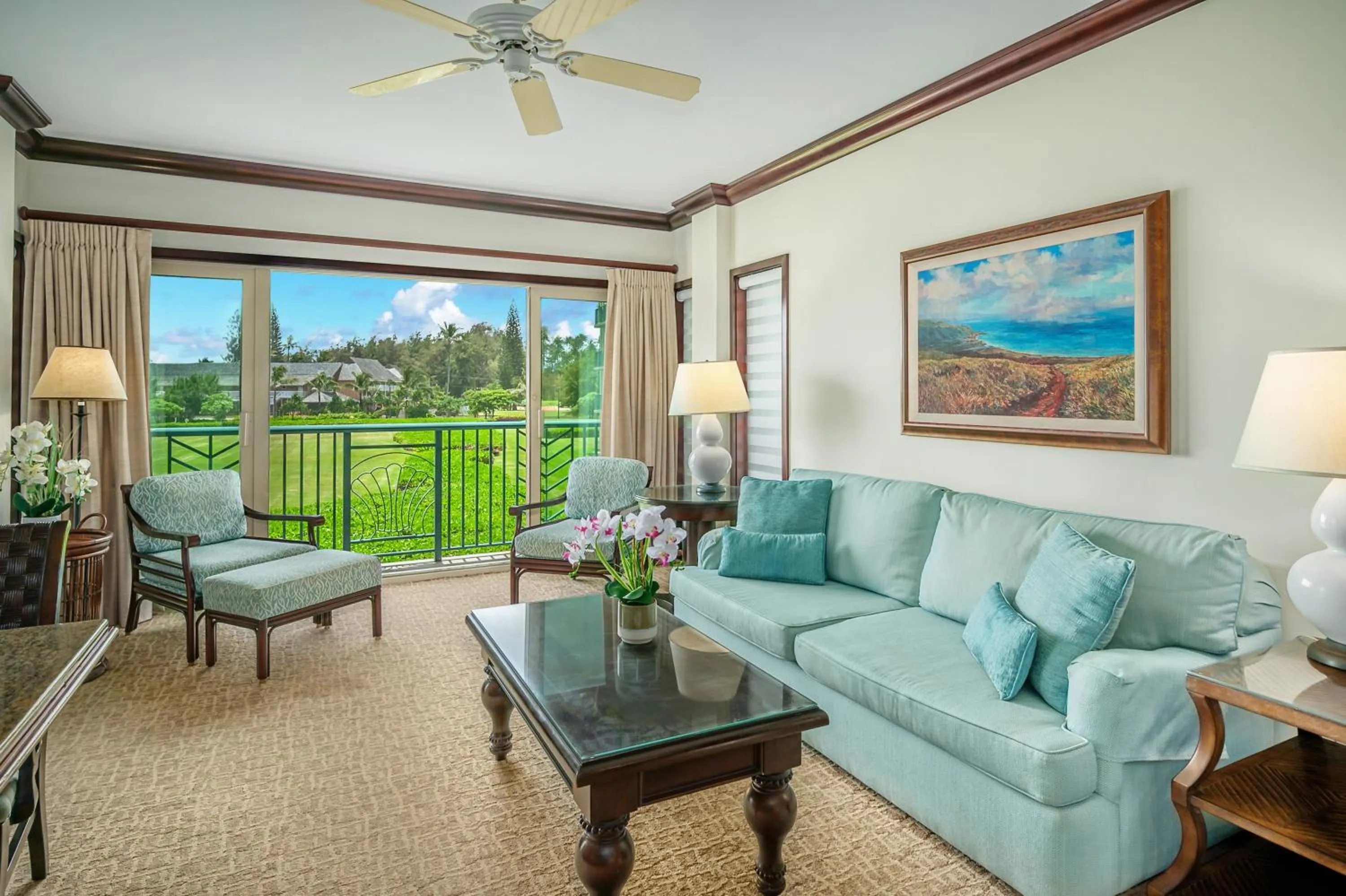 Living room in Waipouli Beach Resort and Spa Kauai by OUTRIGGER