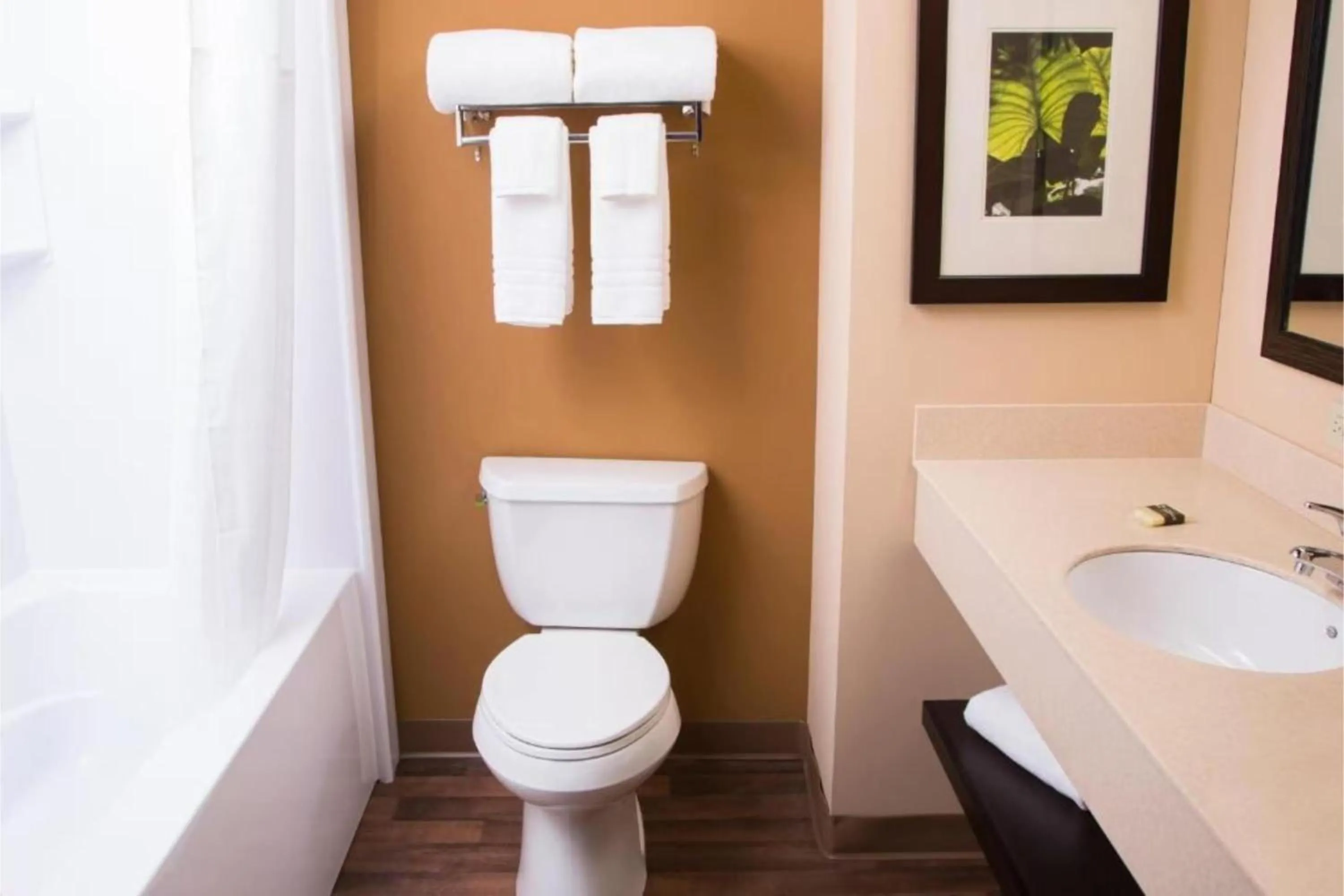 Bathroom in Studio 6 Corporate Extended Stay Chicago Lisle IL