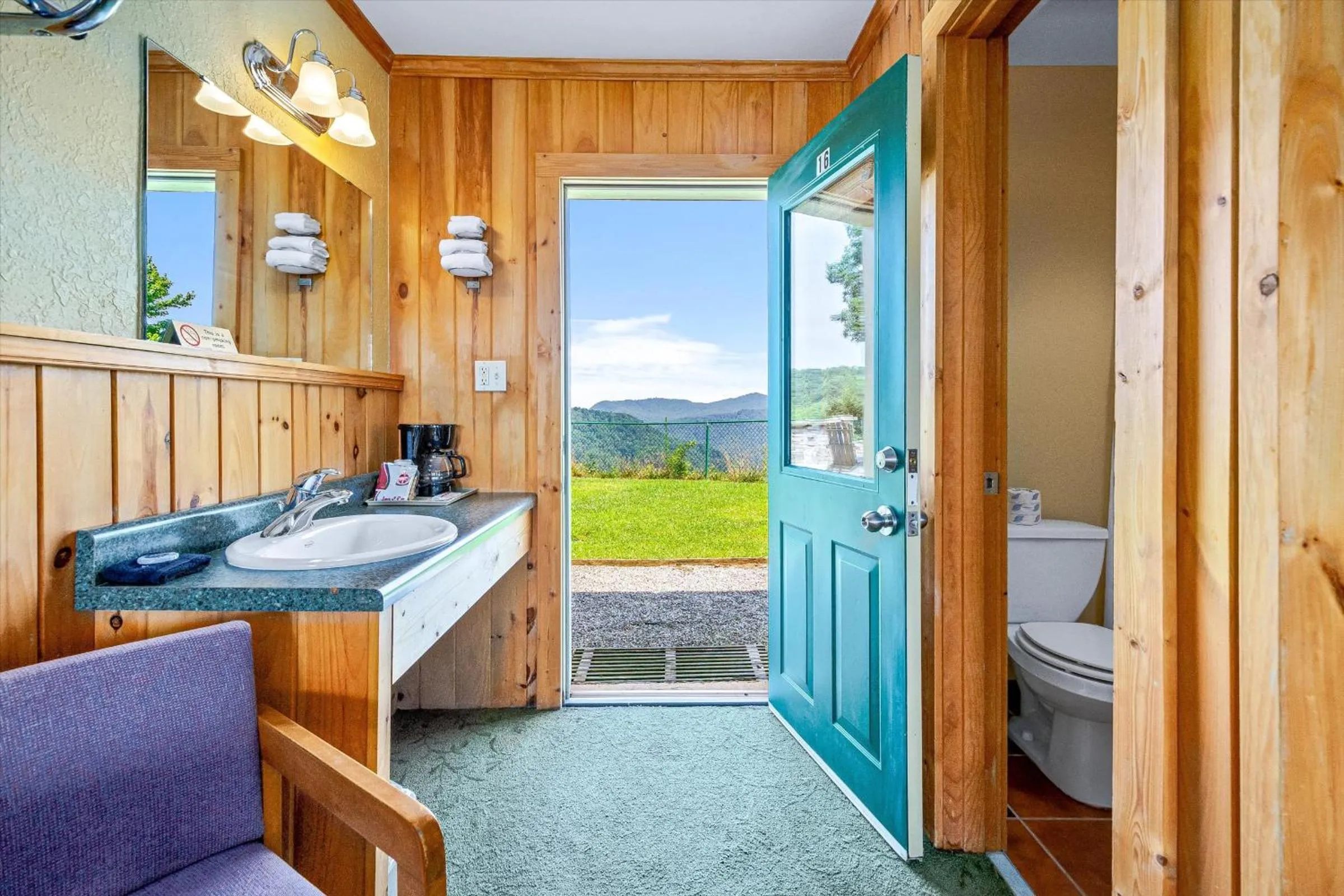 Bathroom in Early Blue Motel
