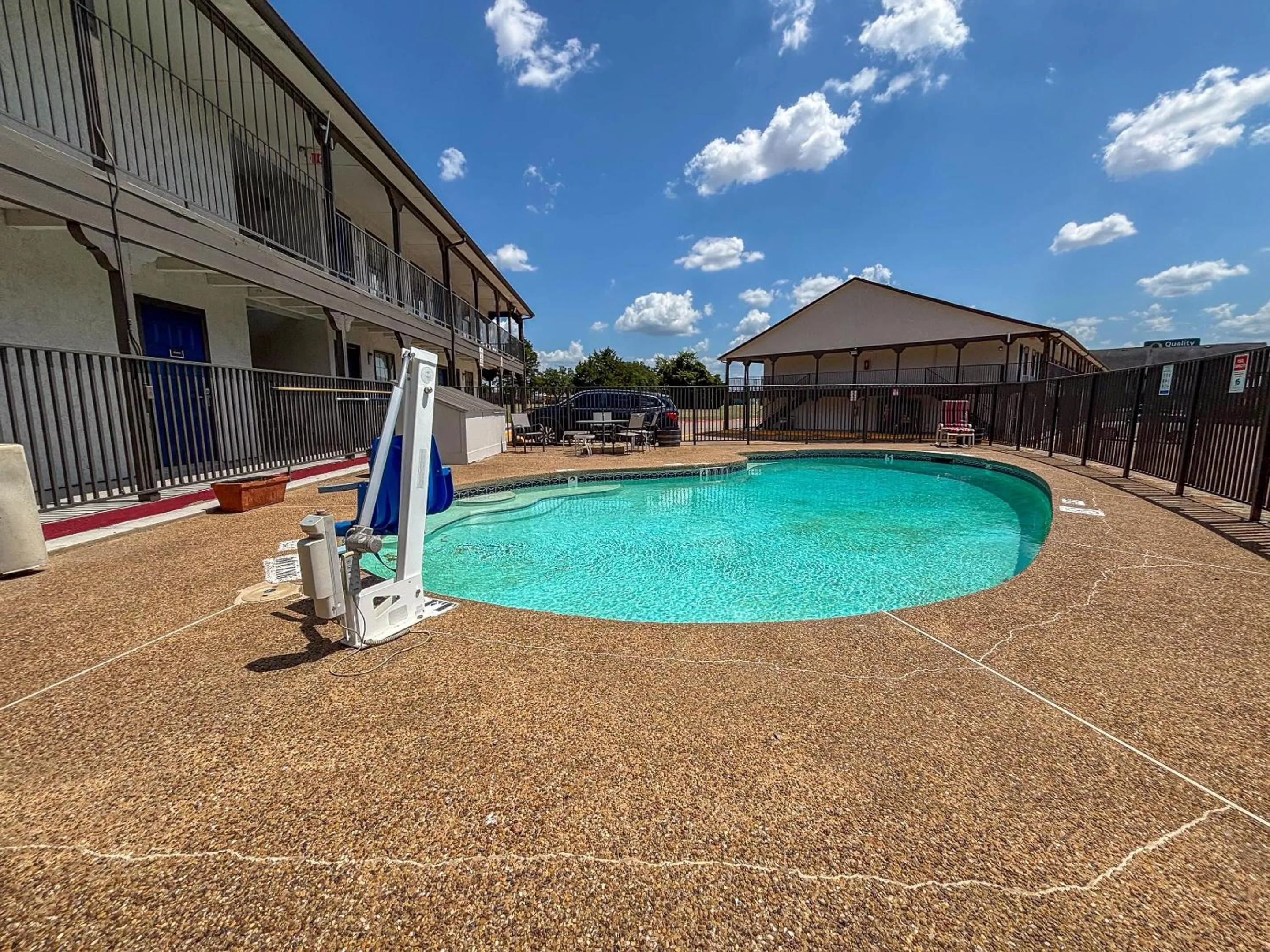 Pool view in Studio 6 Suites Mesquite, TX – Gross Rd.