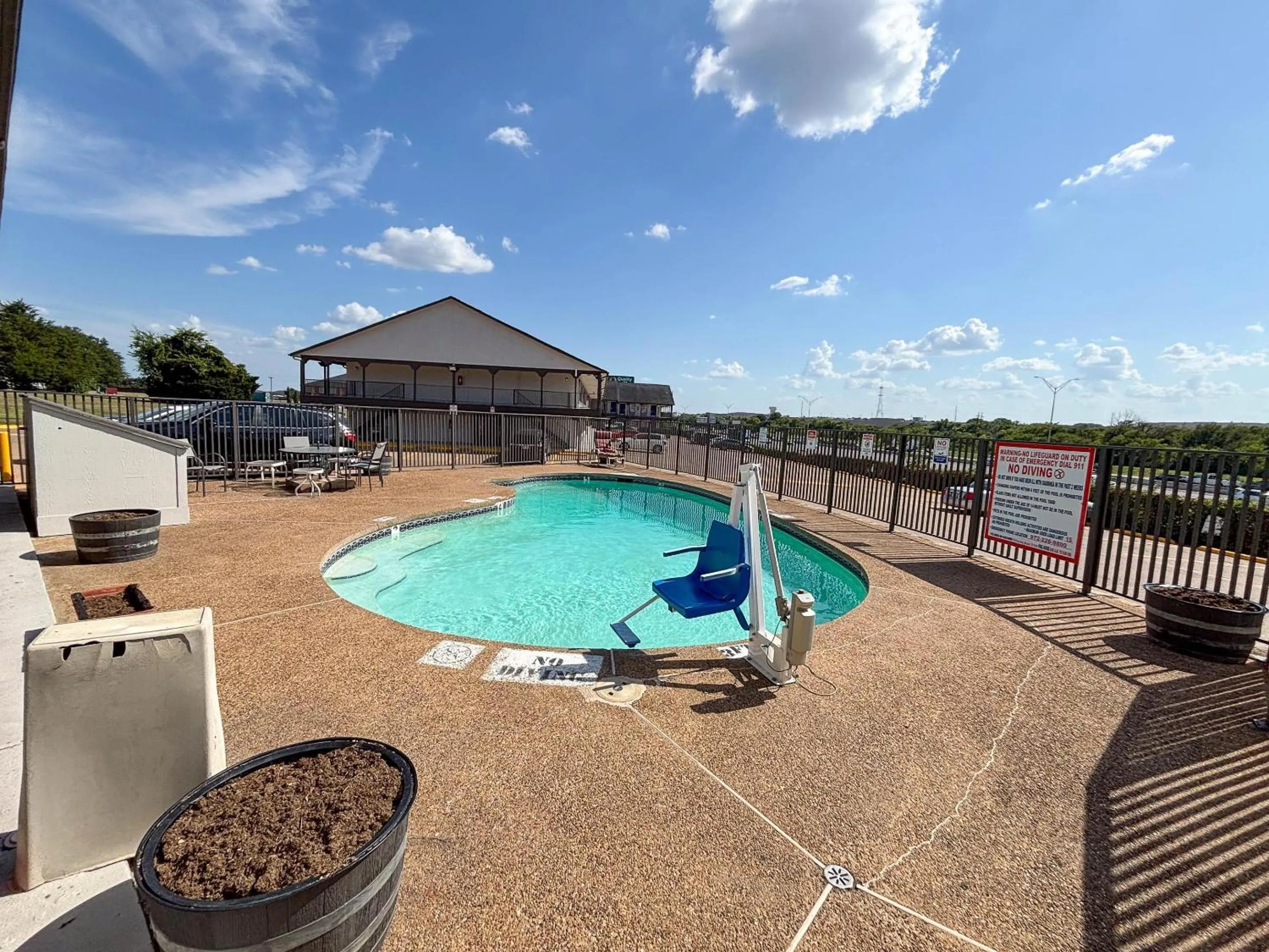 Pool view in Studio 6 Suites Mesquite, TX – Gross Rd.