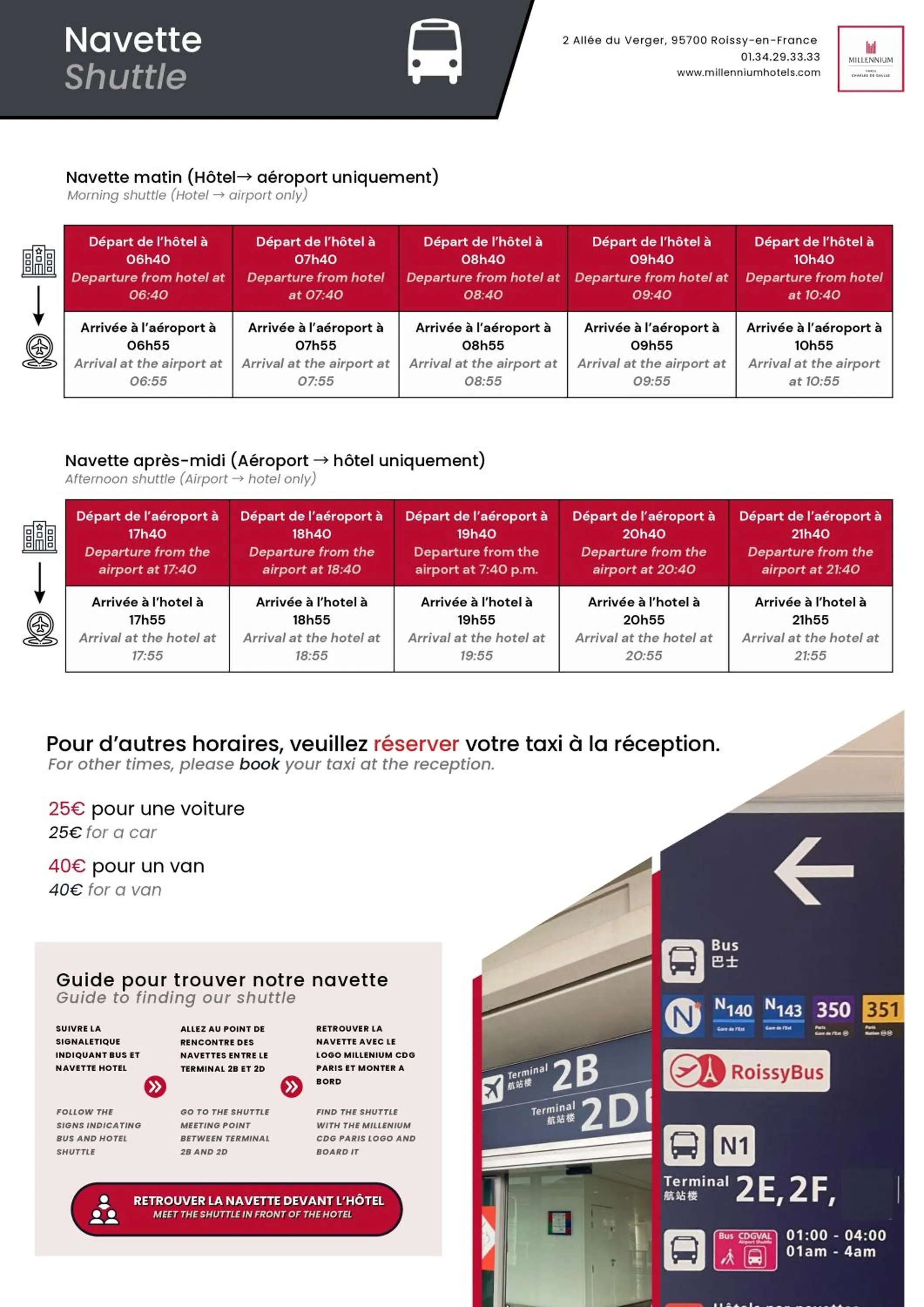 shuttle in Millennium Hotel Paris Charles De Gaulle