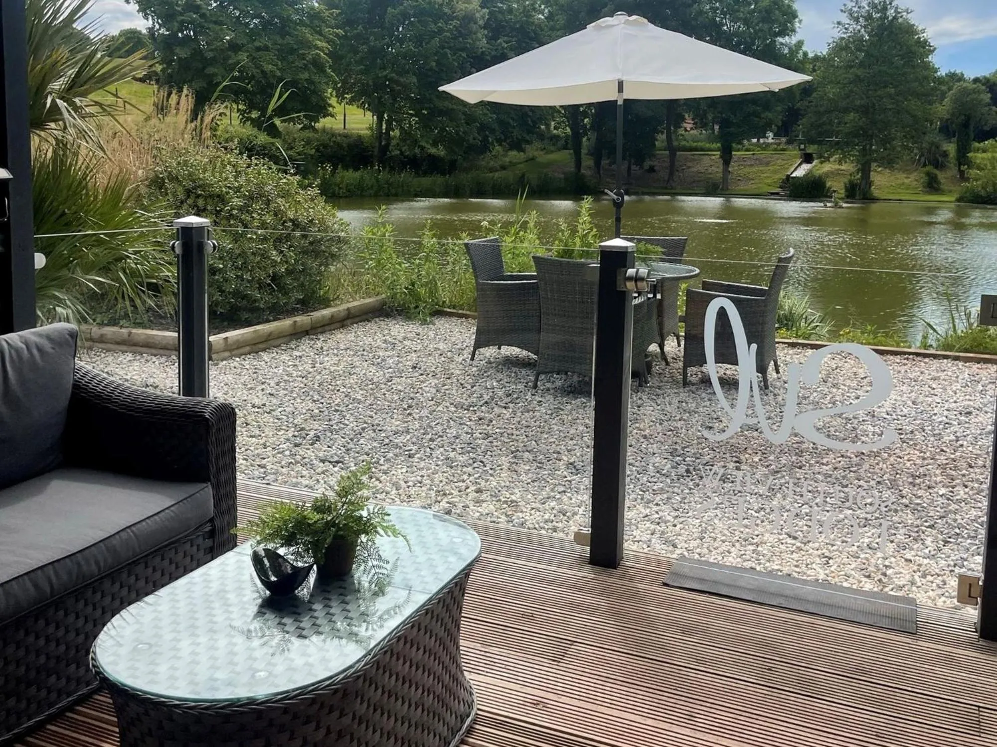 Patio in Kingfisher Lodge, South View Lodges, Exeter