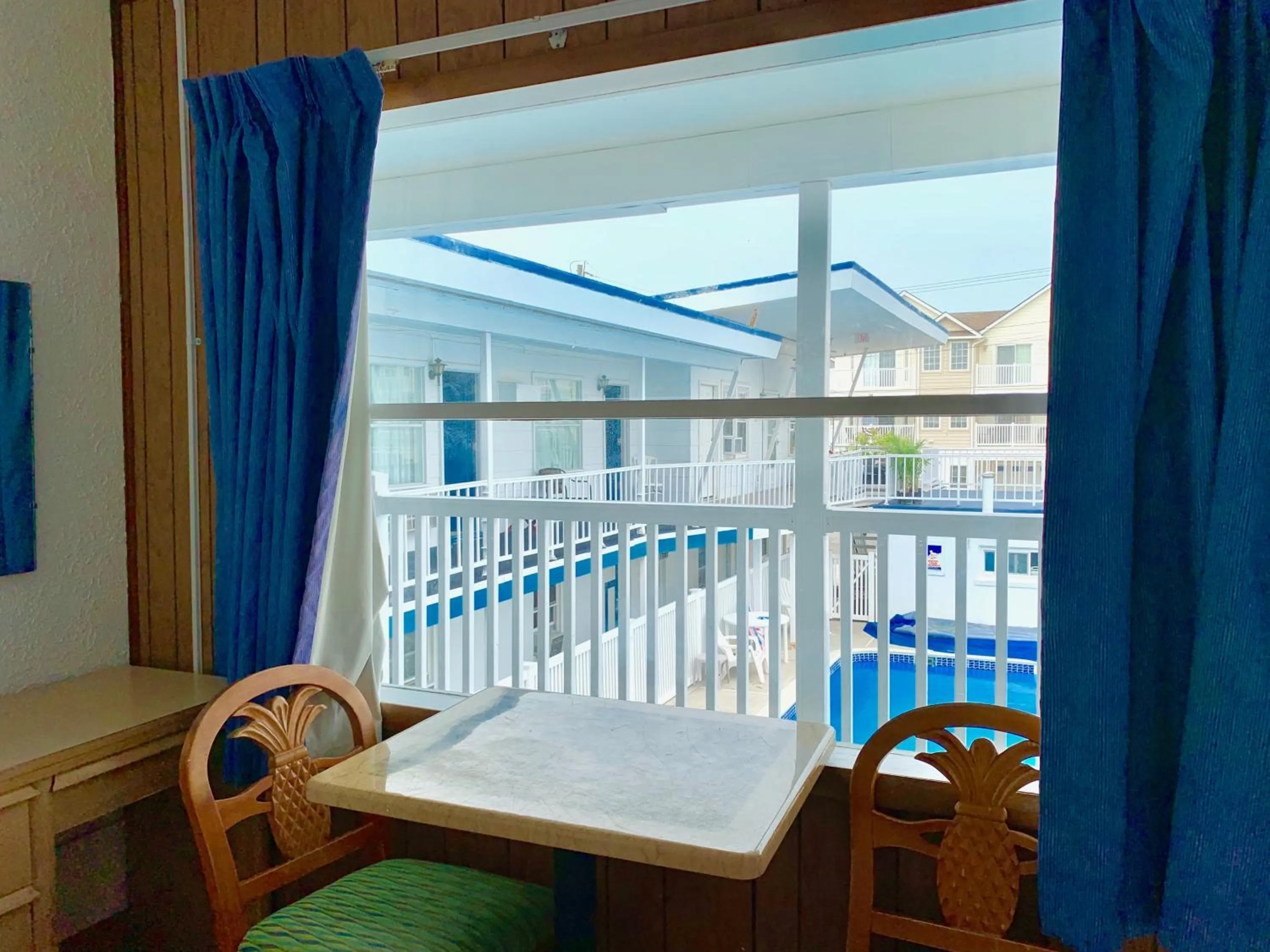 Pool view in White Caps Motel