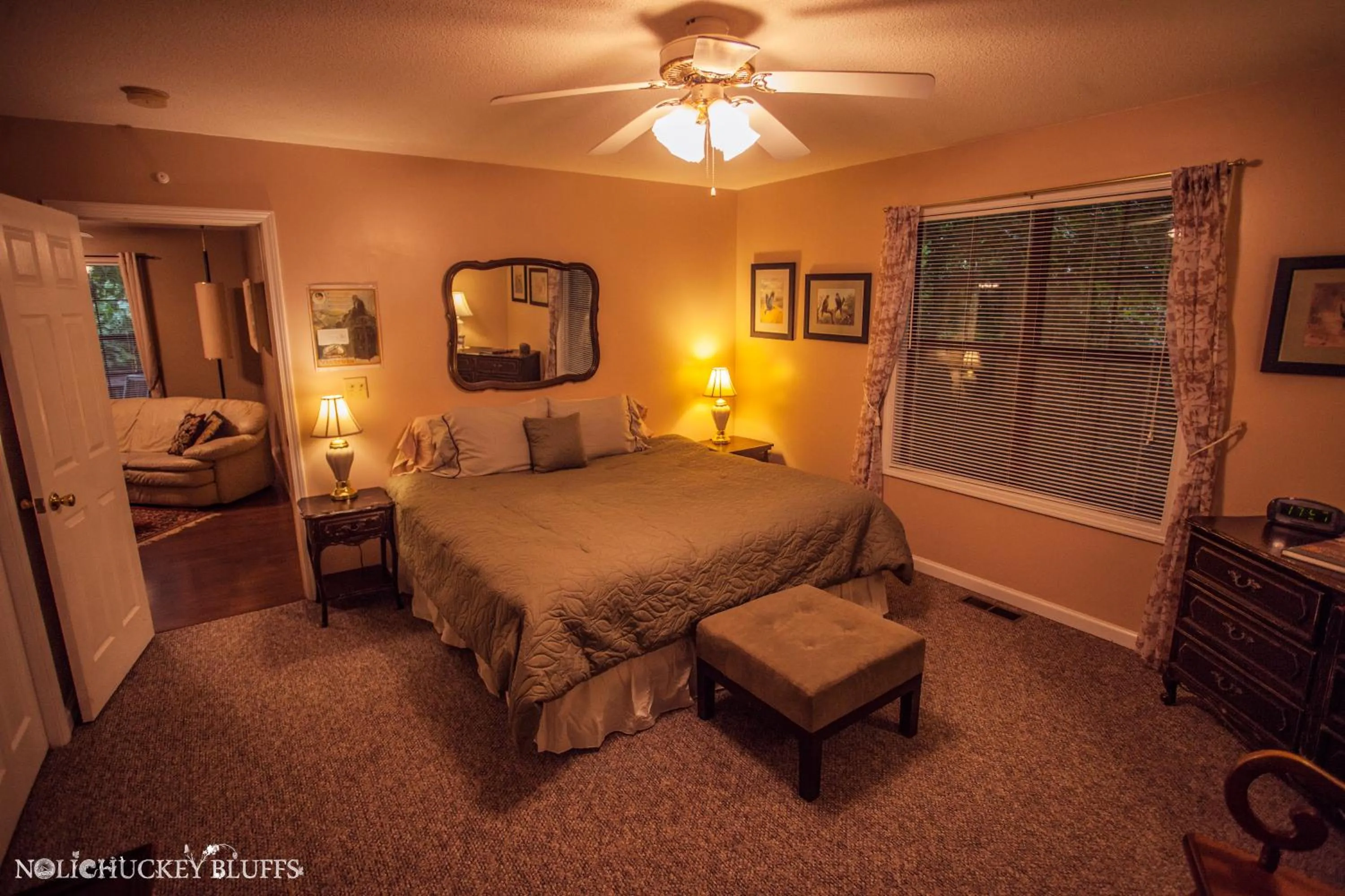 Bed in Nolichuckey Bluffs Bed & Breakfast Cabins