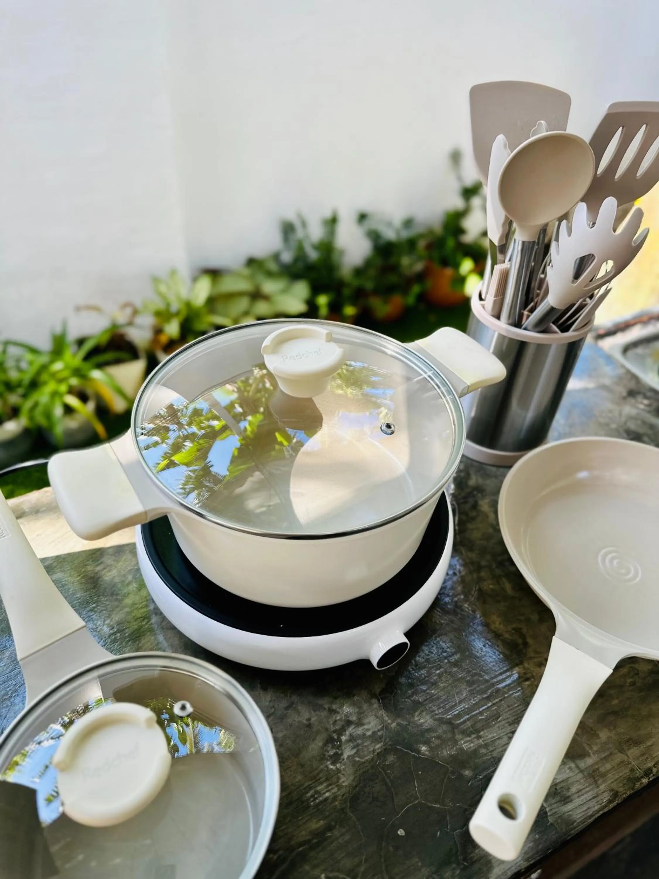 Communal kitchen in Pig Dive Hostel Moalboal