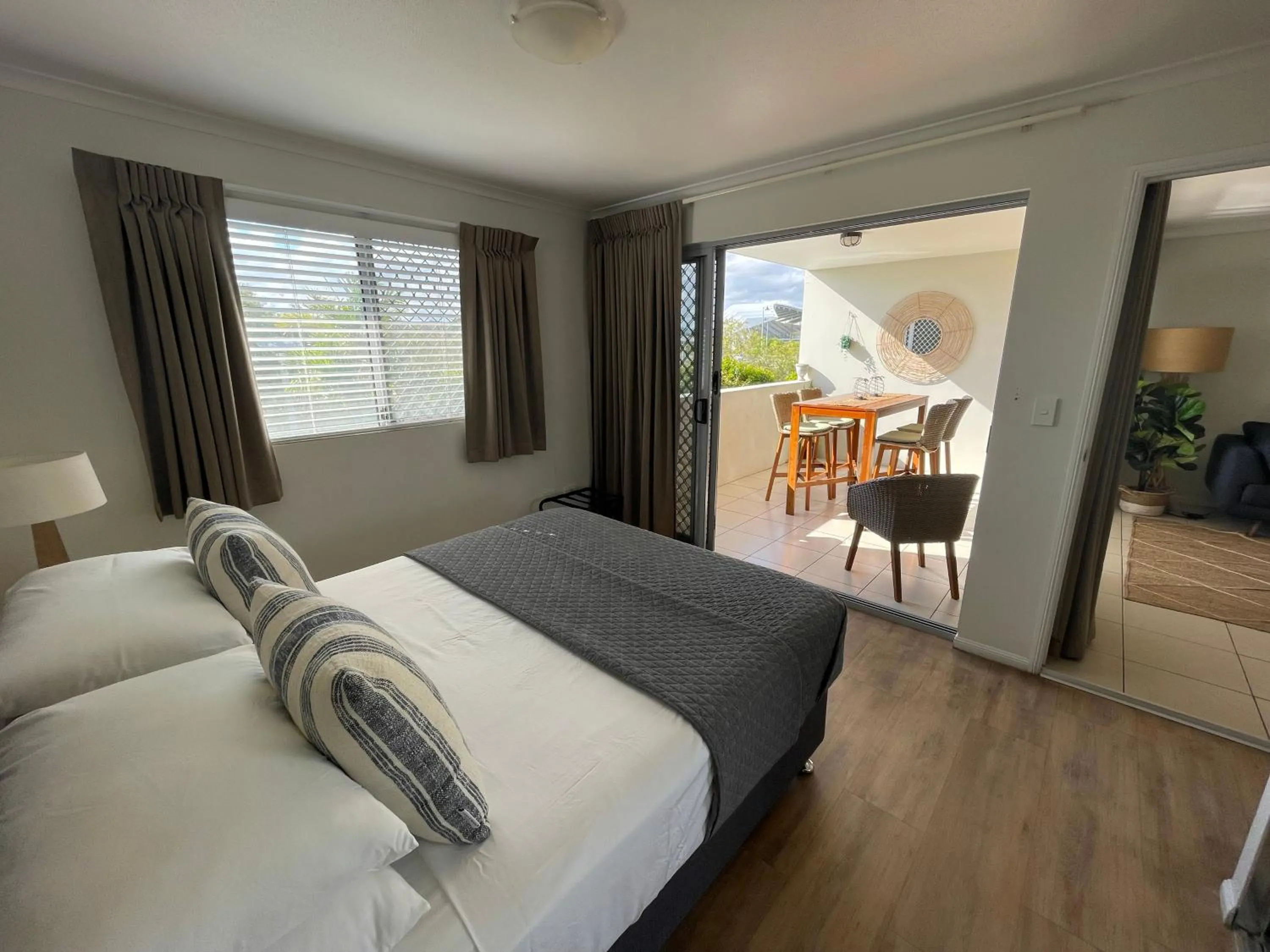 Bedroom, Bed in City Stadium Apartment on the riverfront