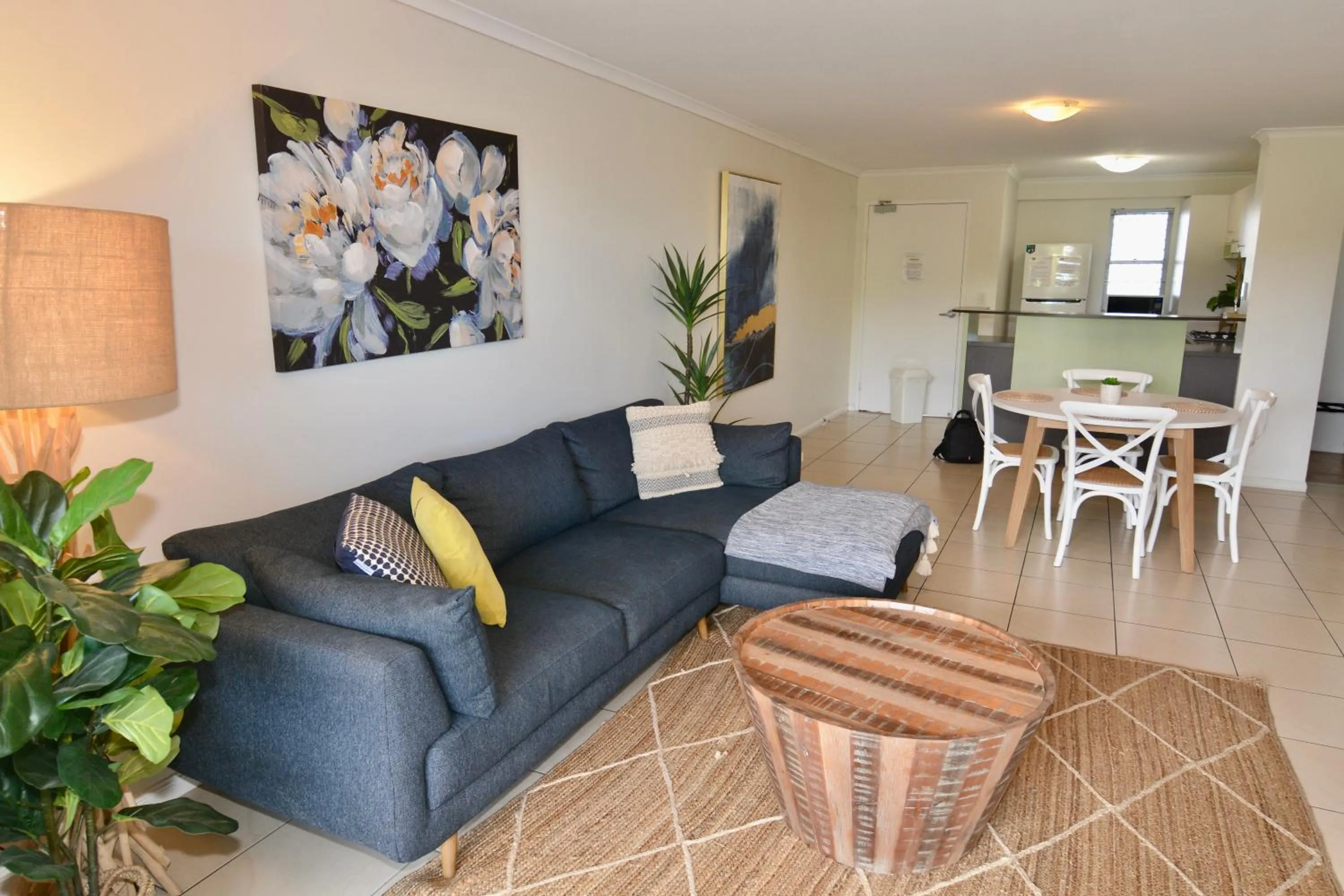 Living room in City Stadium Apartment on the riverfront