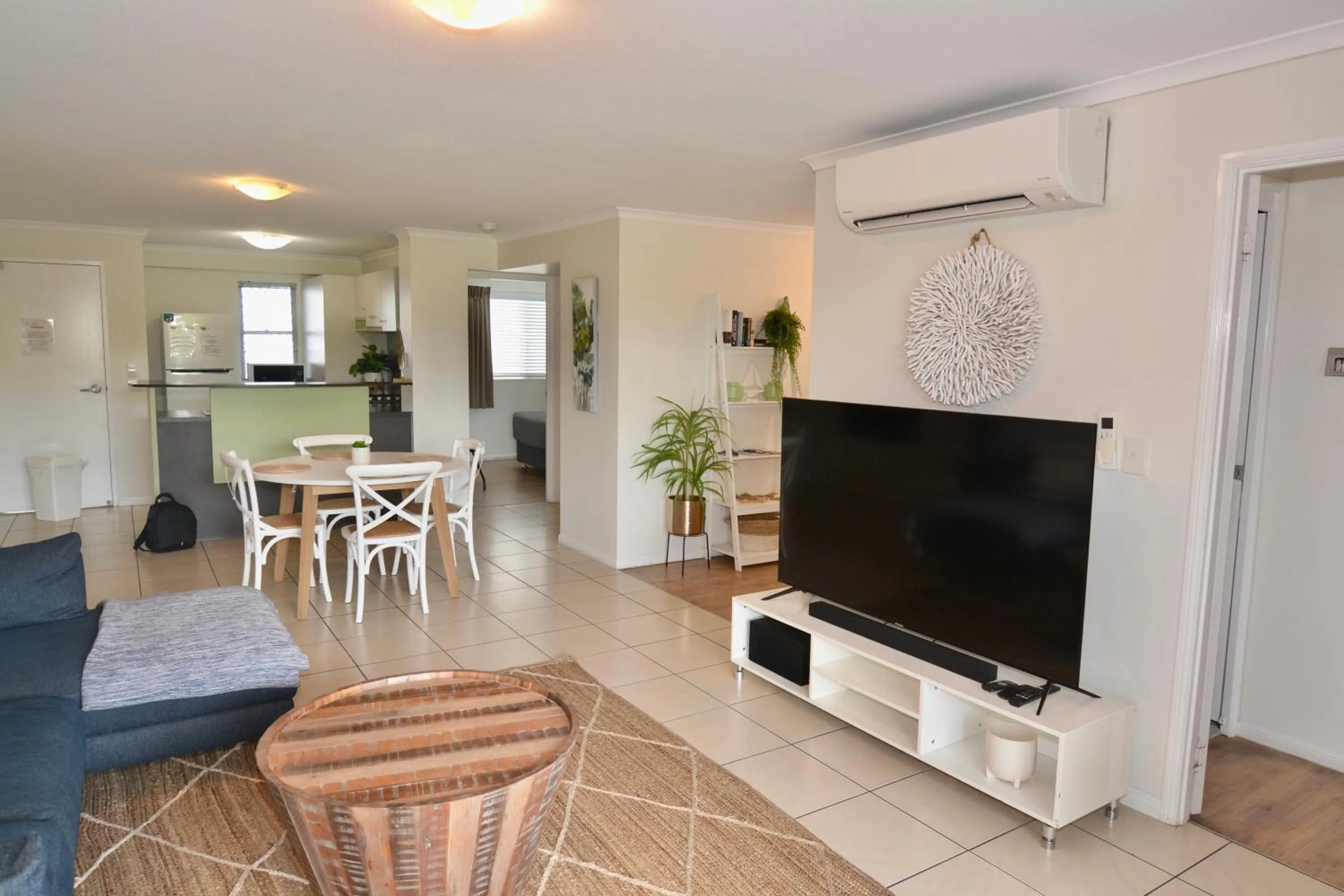 Living room in City Stadium Apartment on the riverfront