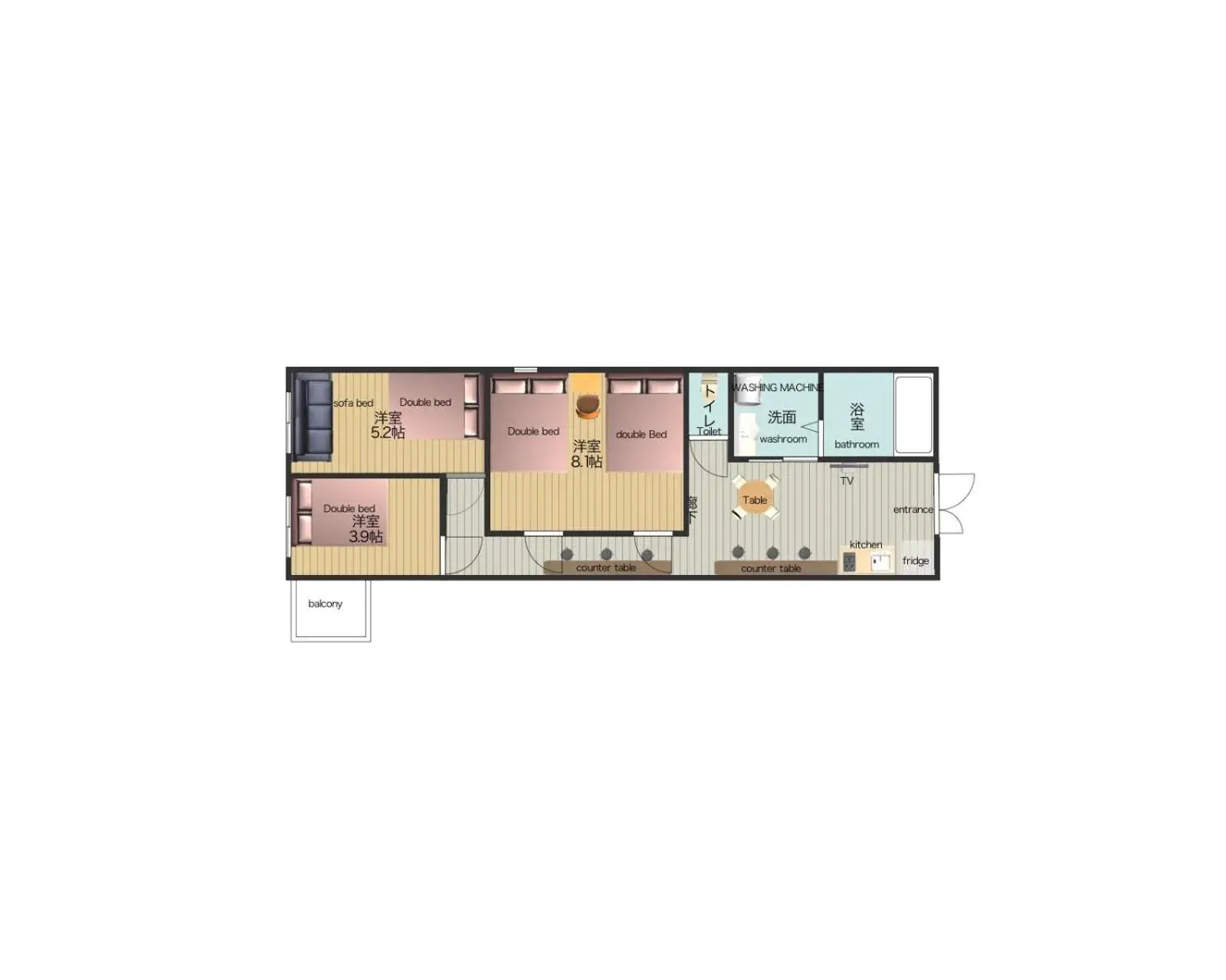 Three-Bedroom Apartment in Hotel West Taisho Three-Bedroom Apartment in Hotel West Taisho
