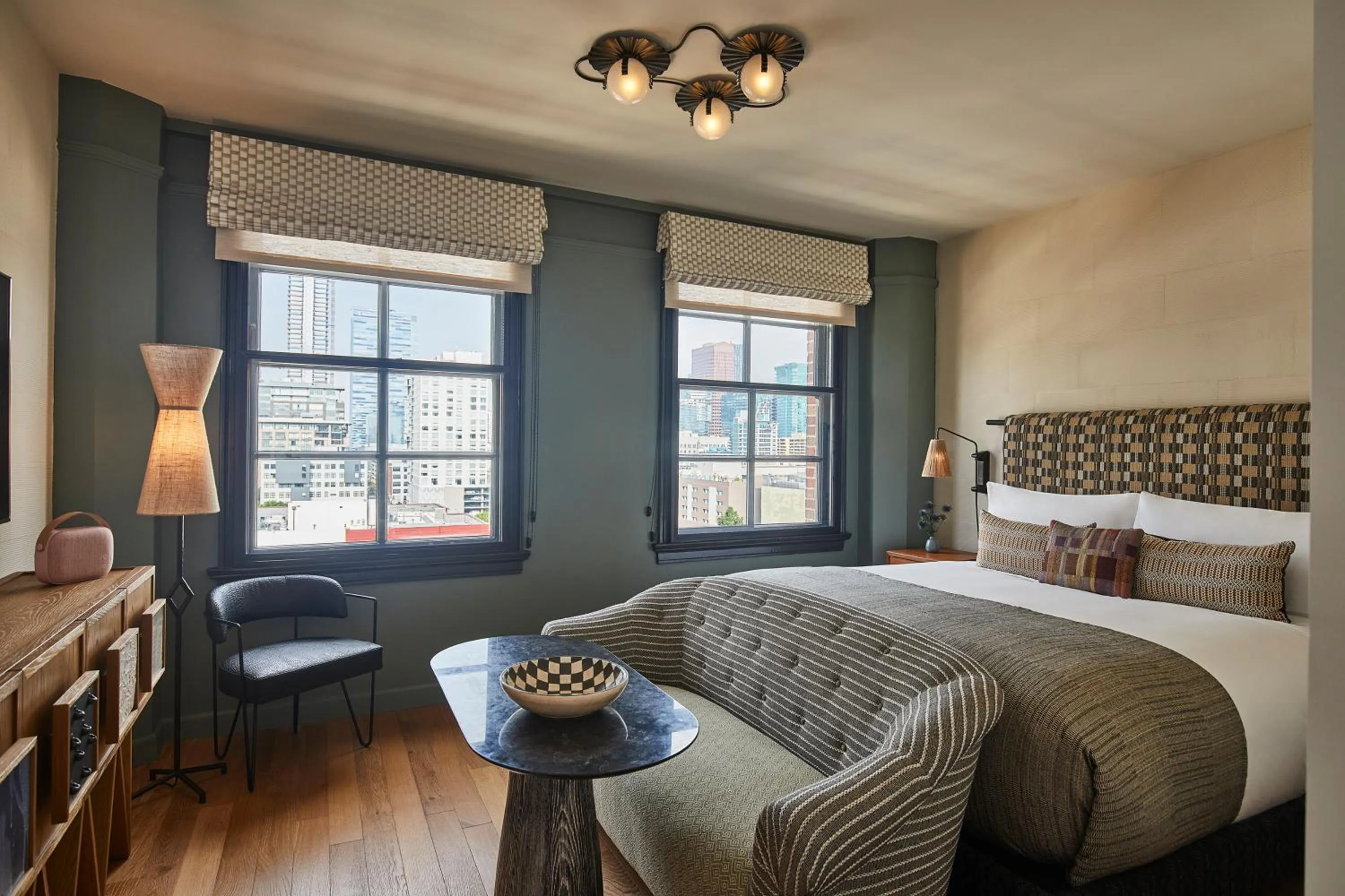 View (from property/room), Bed in Downtown Los Angeles Proper Hotel, a Member of Design Hotels