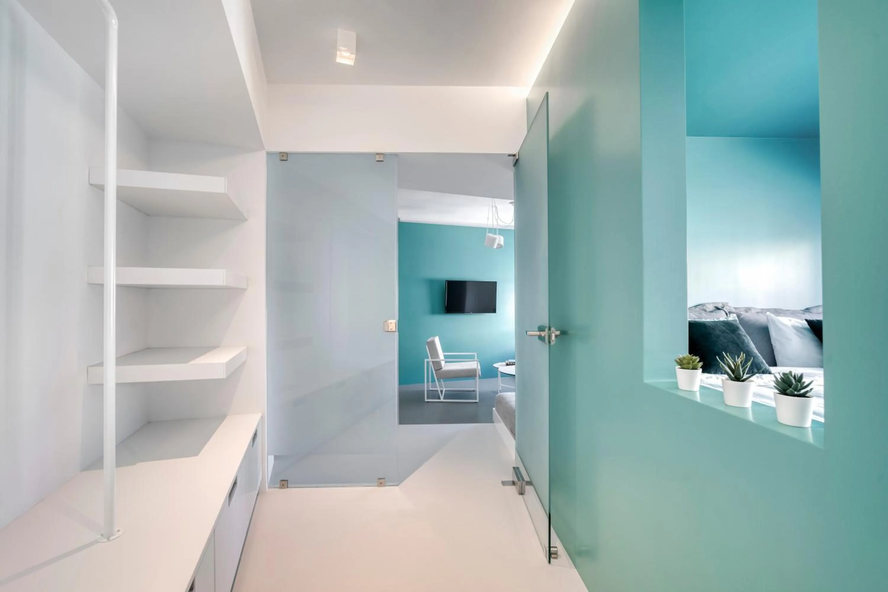 Bedroom, Bed in Athens Color Cube
