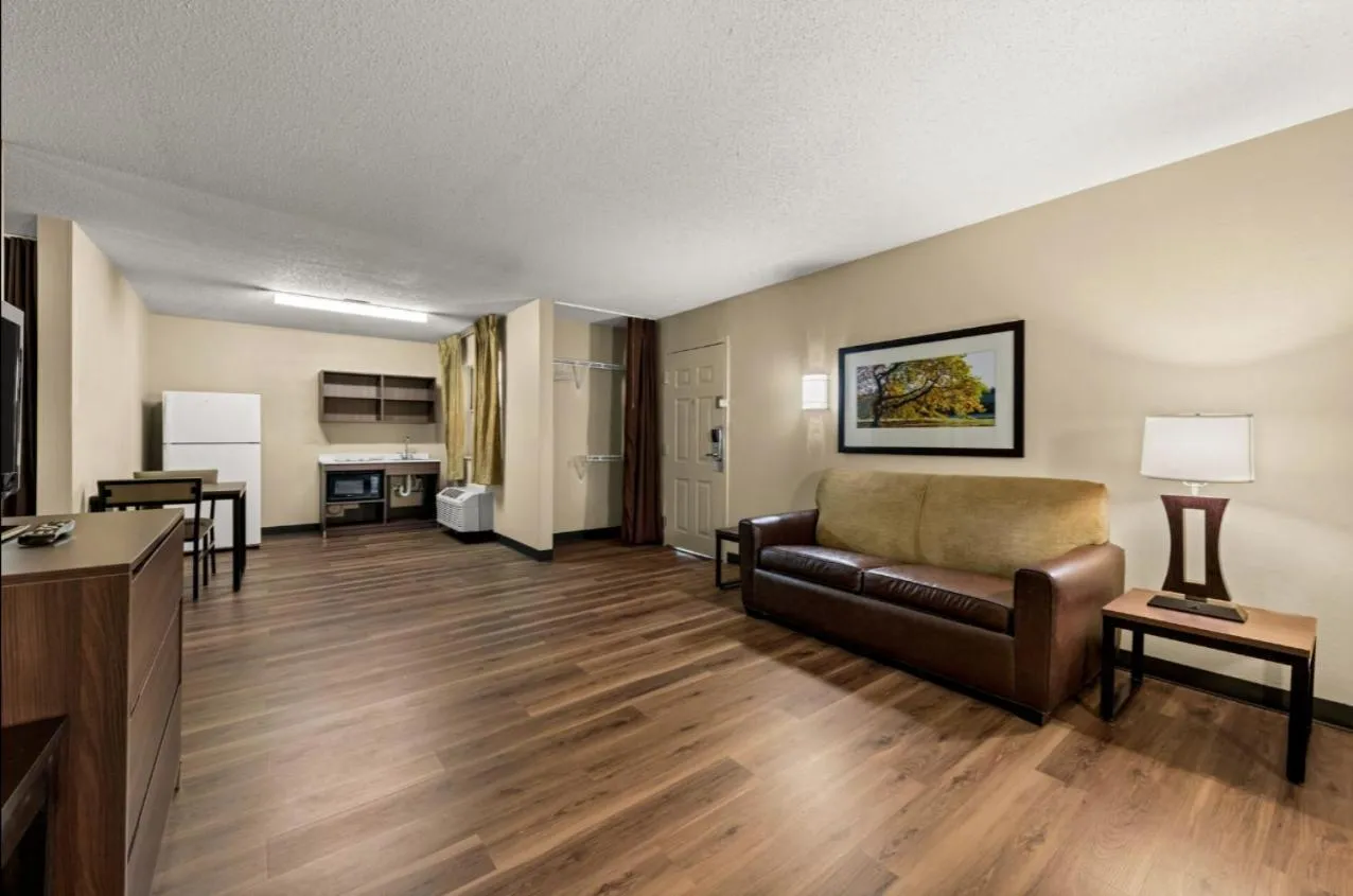 Living room in Suburban Studios Winston-Salem near Hanes Mall