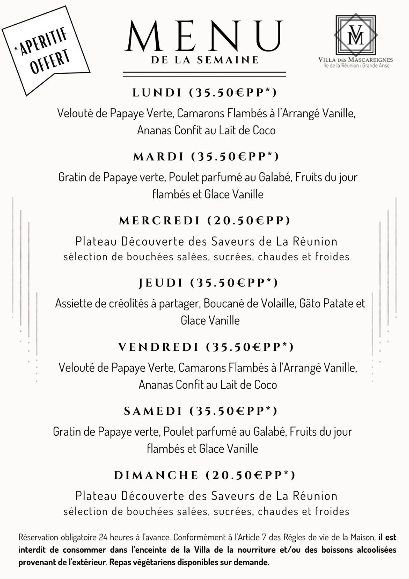 Restaurant/places to eat in Maison d'hôtes Villa des Mascareignes