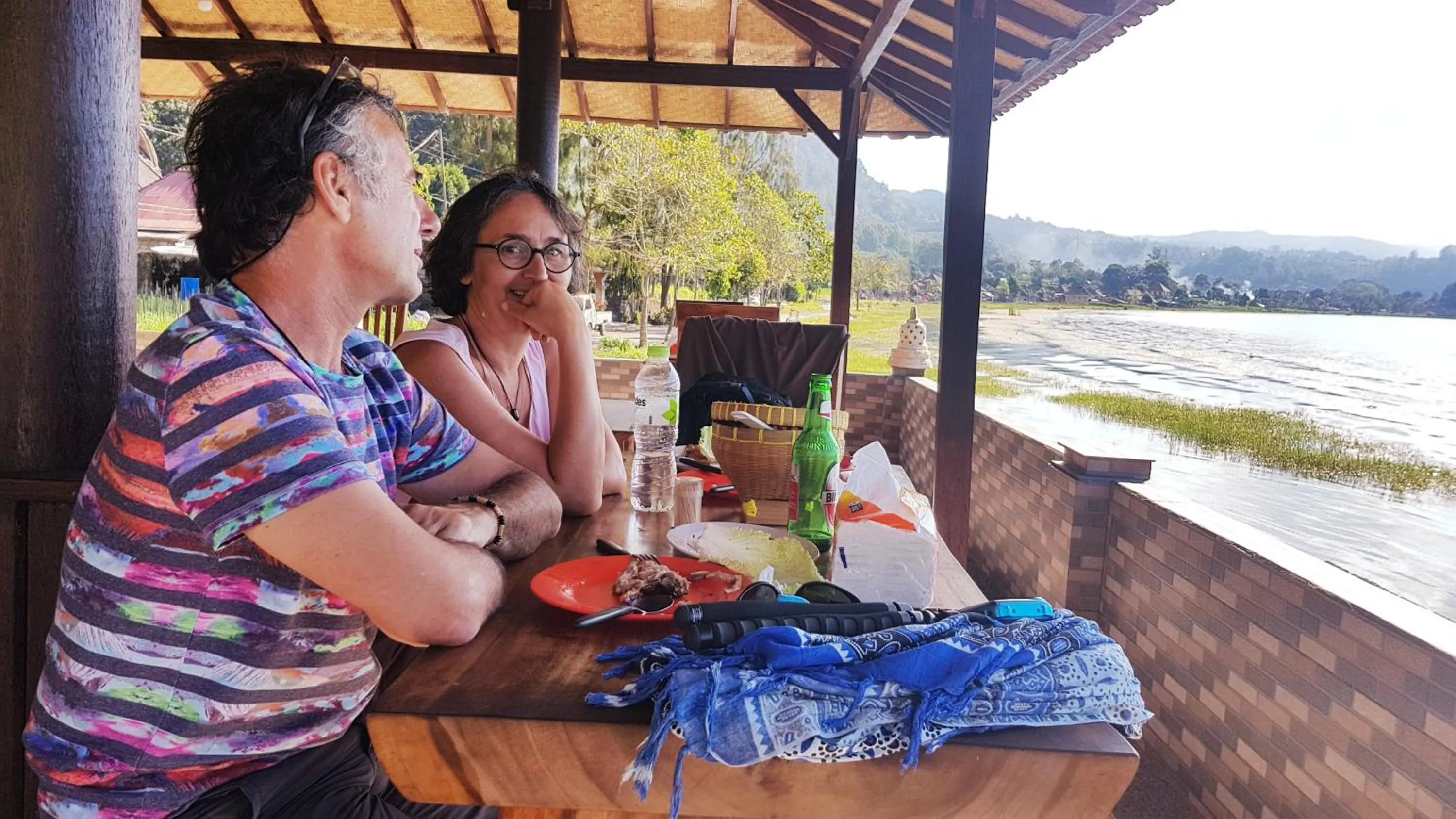People in Batur Green Lake