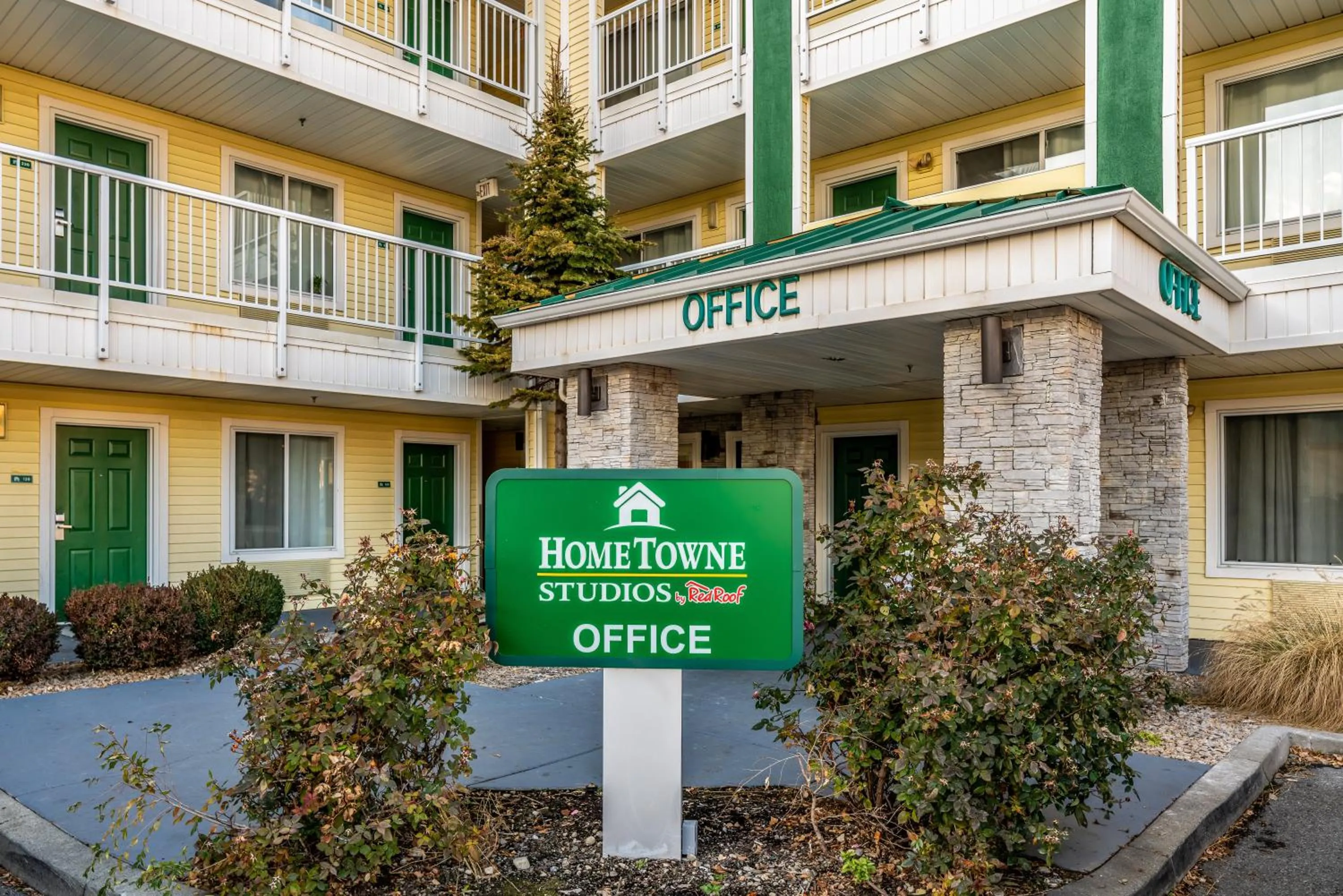 Property building in HomeTowne Studios by Red Roof Spokane - Valley