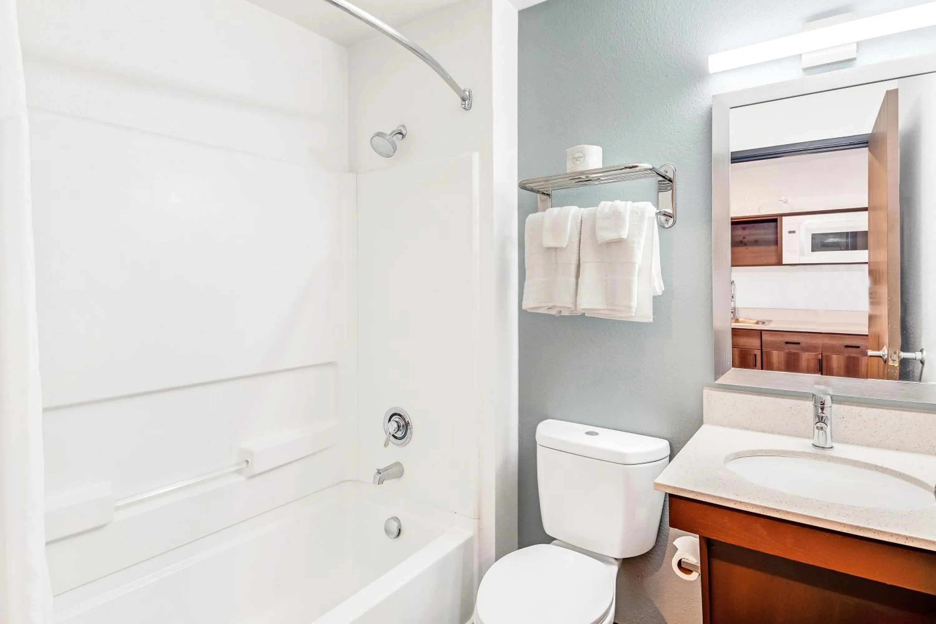 Bathroom in WoodSpring Suites Austin North I-35