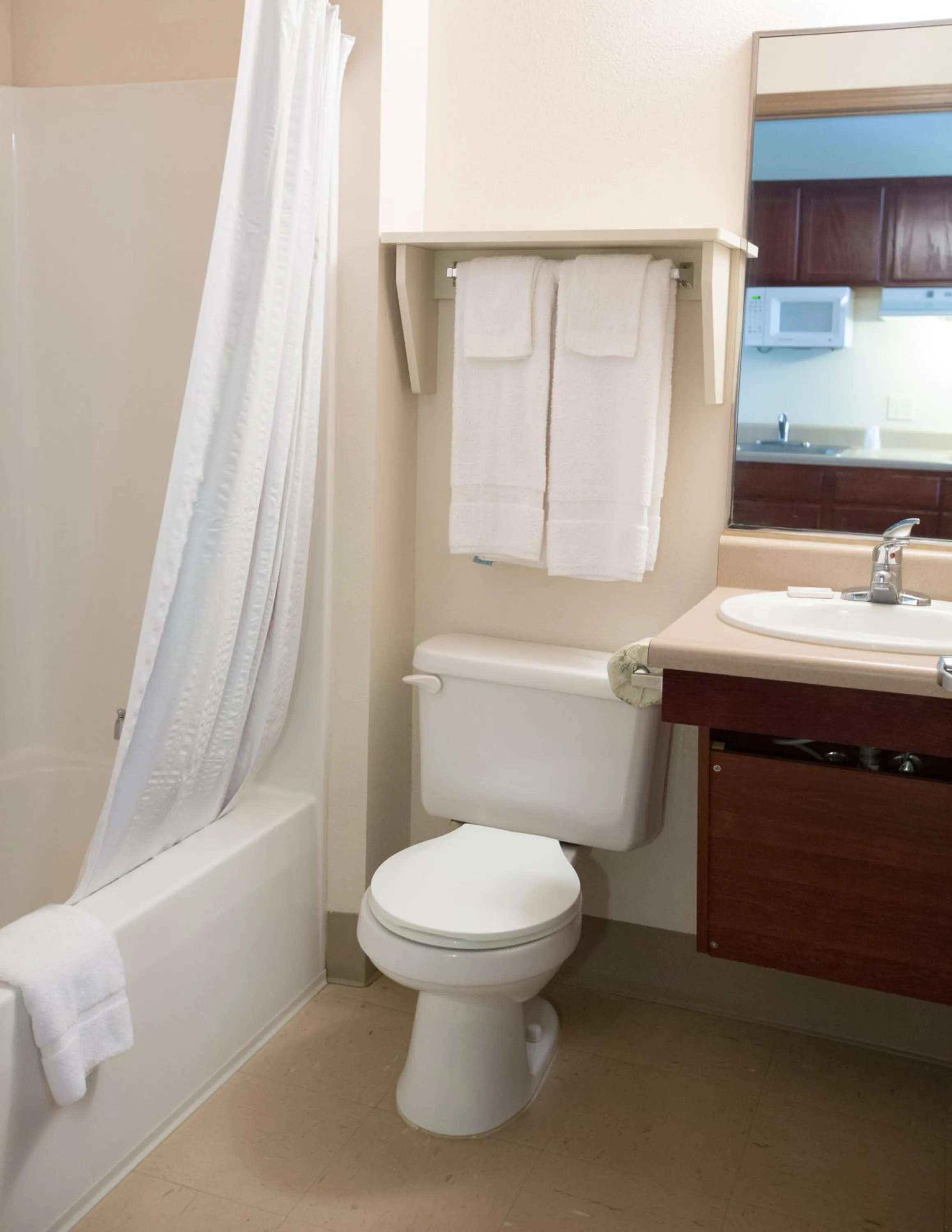 Bathroom in WoodSpring Suites Kansas City Liberty