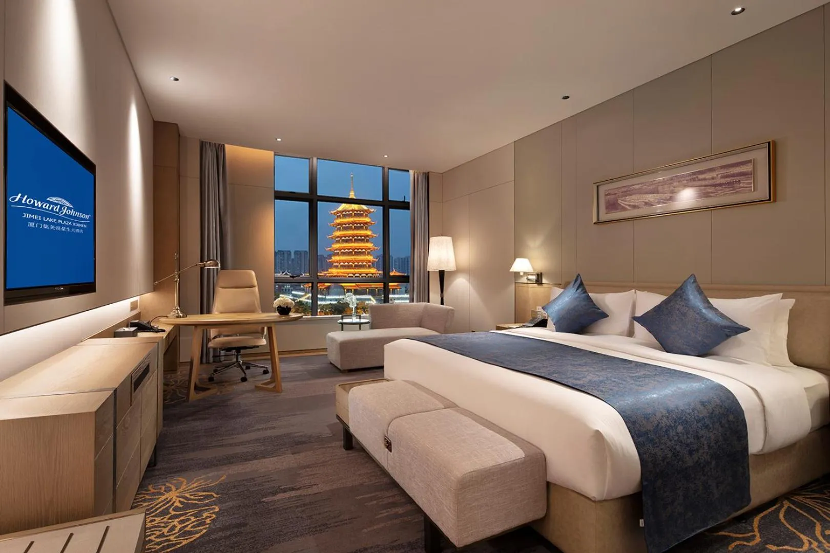 Bed in Howard Johnson by Wyndham Jimei Lake Plaza Xiamen