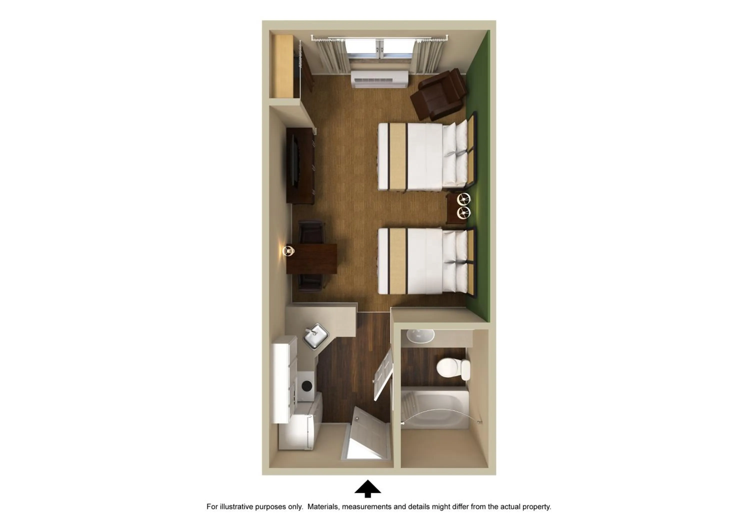 Floor plan in Extended Stay America Suites - Los Angeles - Long Beach Airport