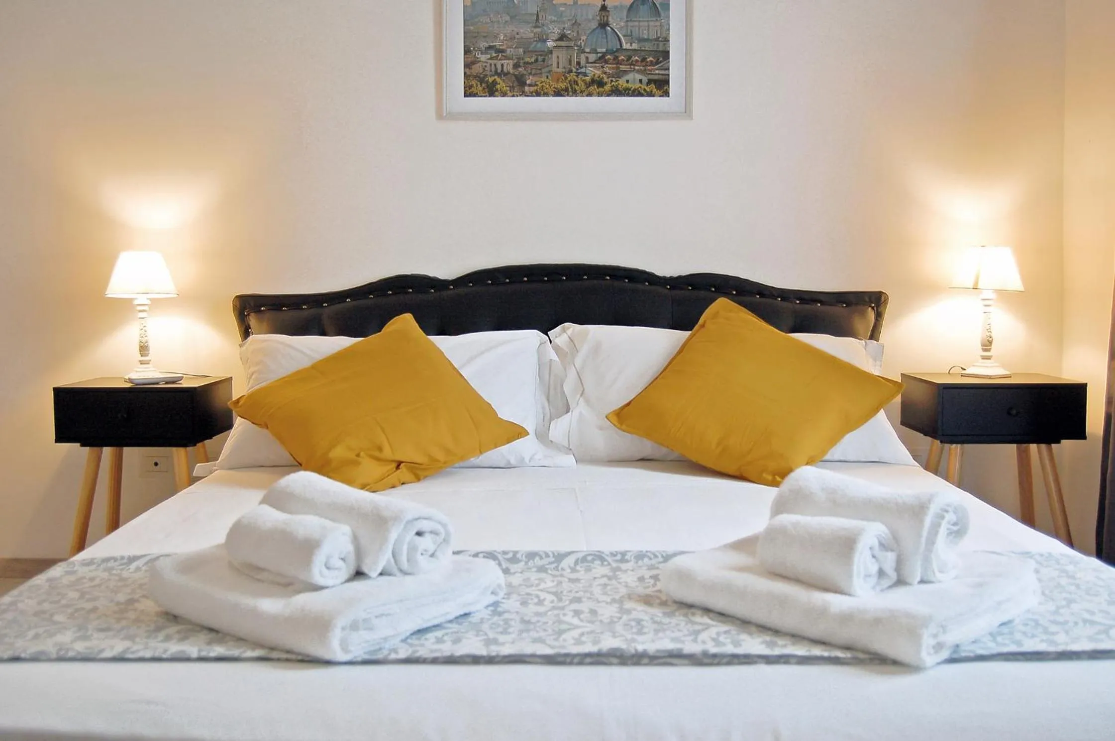Bed in Pompeo Magno White Luxury Apartment