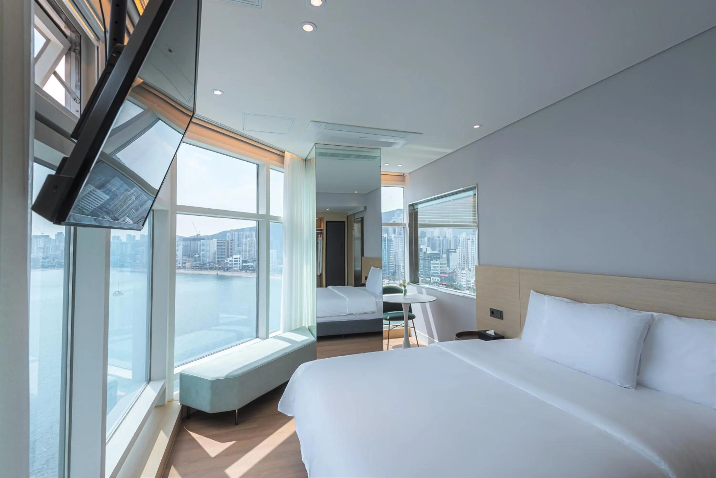 Bed in Hotel Marine view