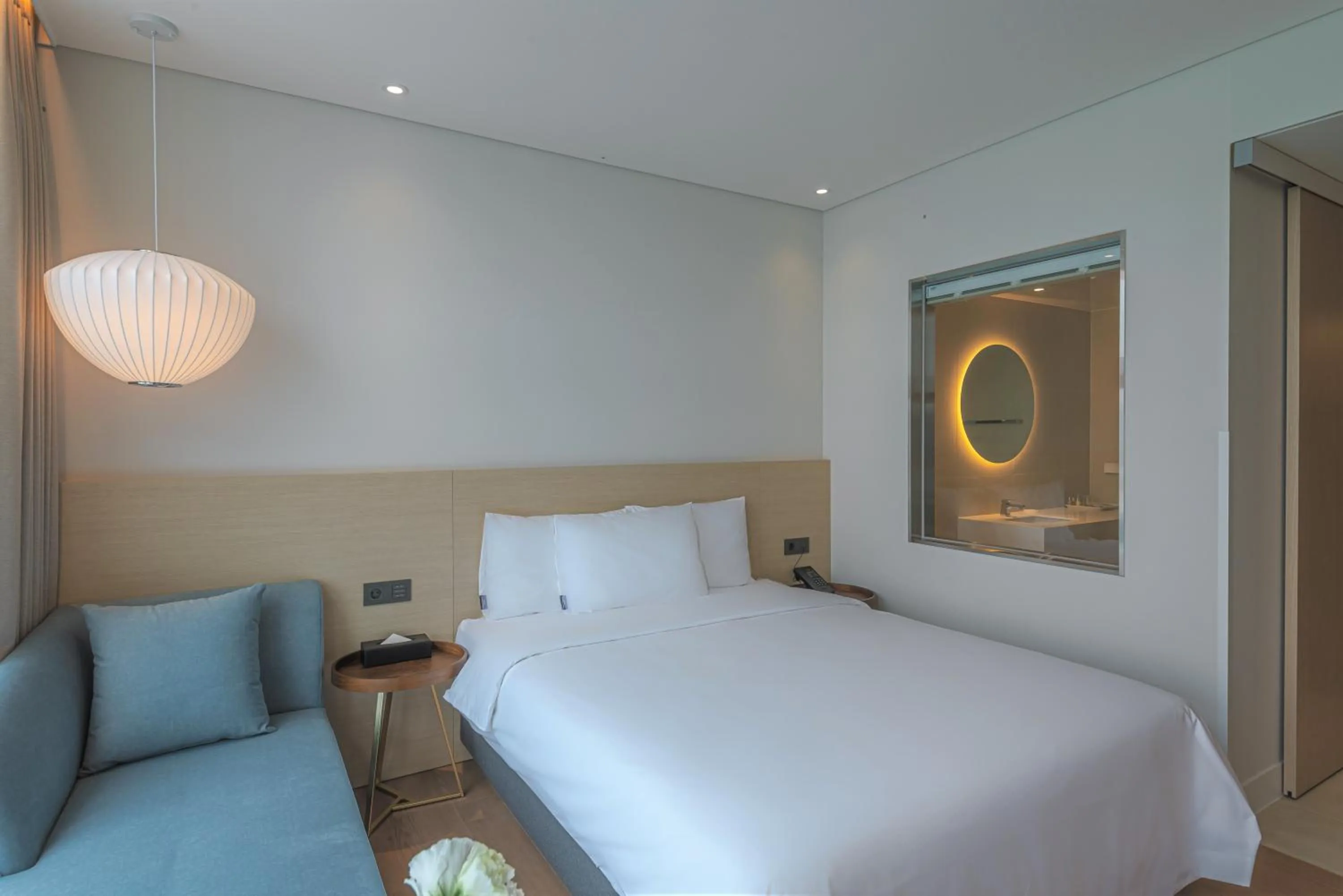 Bed in Hotel Marine view