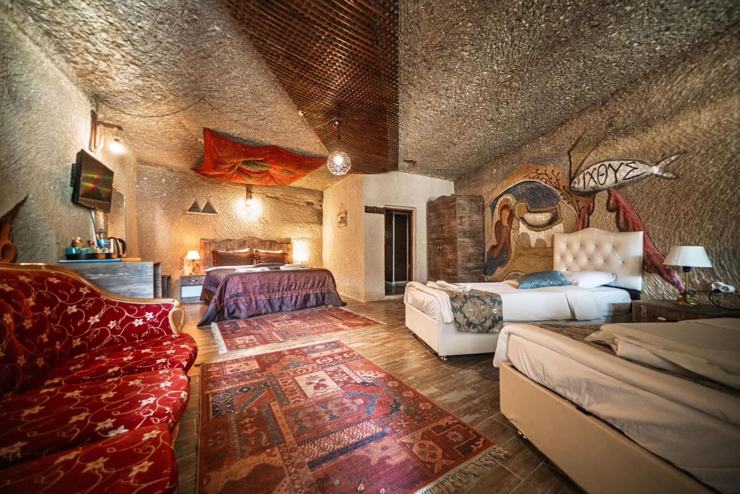 Bed in Adelya Cave Hotel