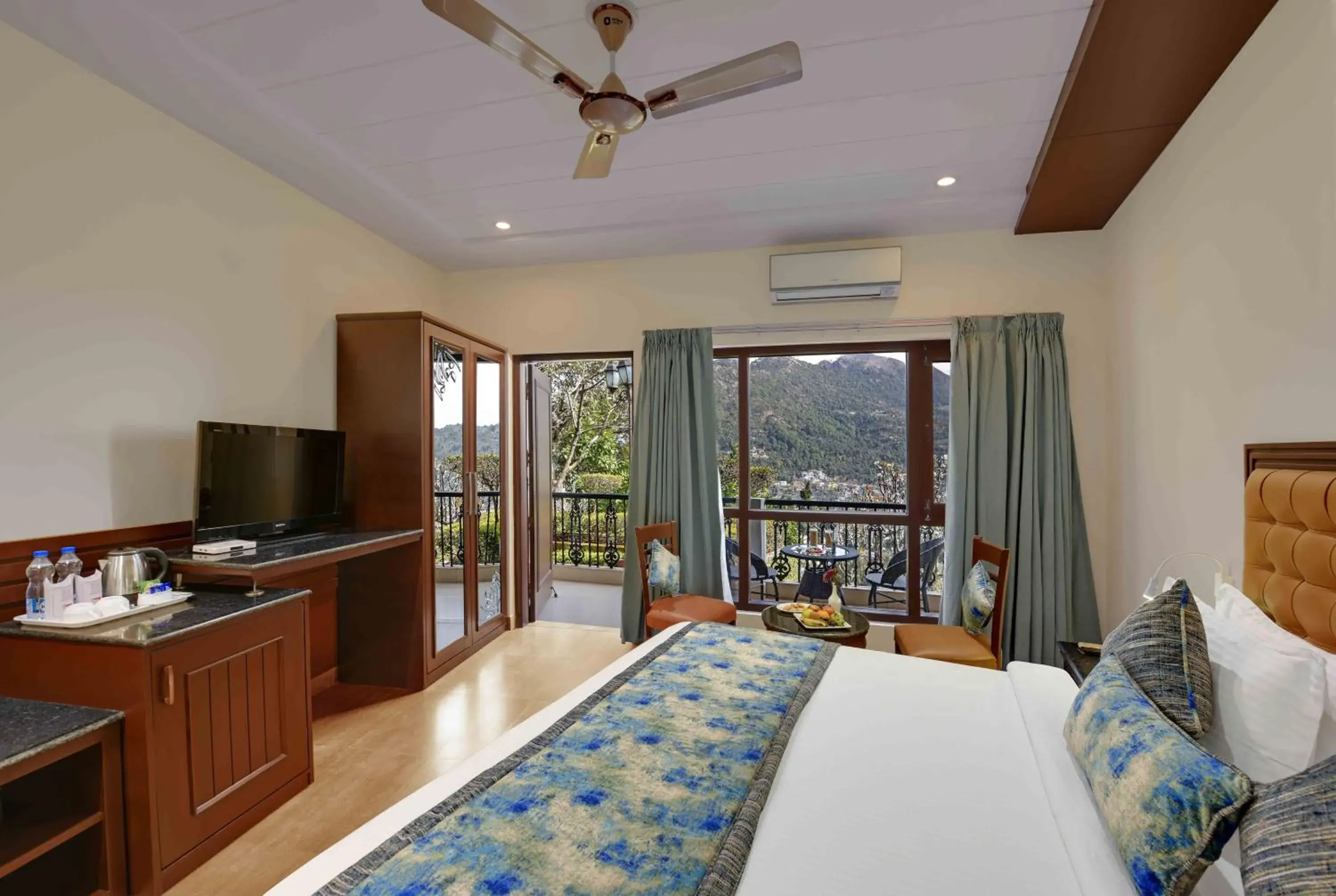 Balcony/Terrace, Bed in Excel Hotels and Resorts Bhimtal Balcony/Terrace, Bed in Excel Hotels and Resorts Bhimtal