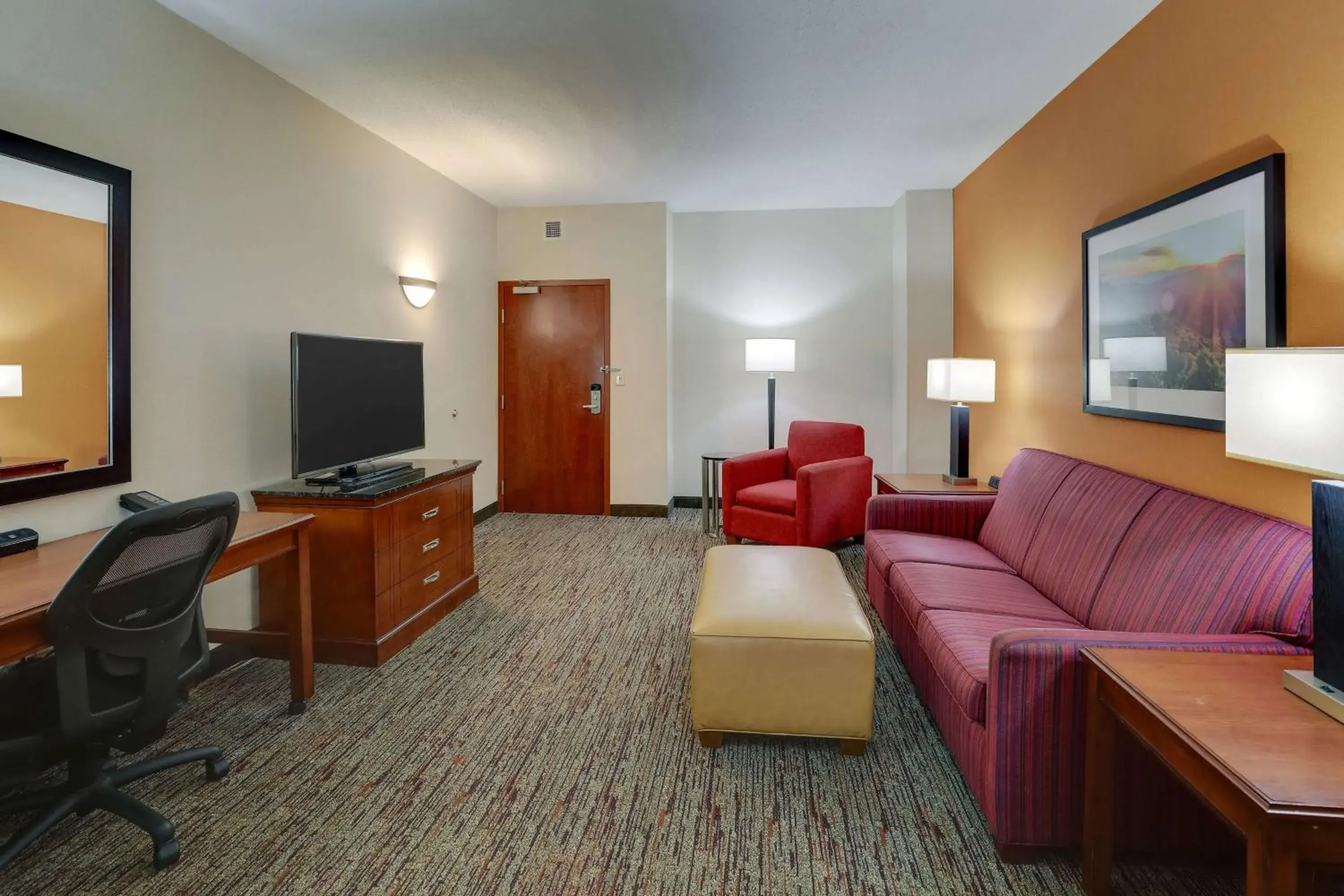 Queen Suite with Sofa Bed - Accessible, Roll-in Shower in Drury Inn & Suites Charlotte Northlake Queen Suite with Sofa Bed - Accessible, Roll-in Shower in Drury Inn & Suites Charlotte Northlake