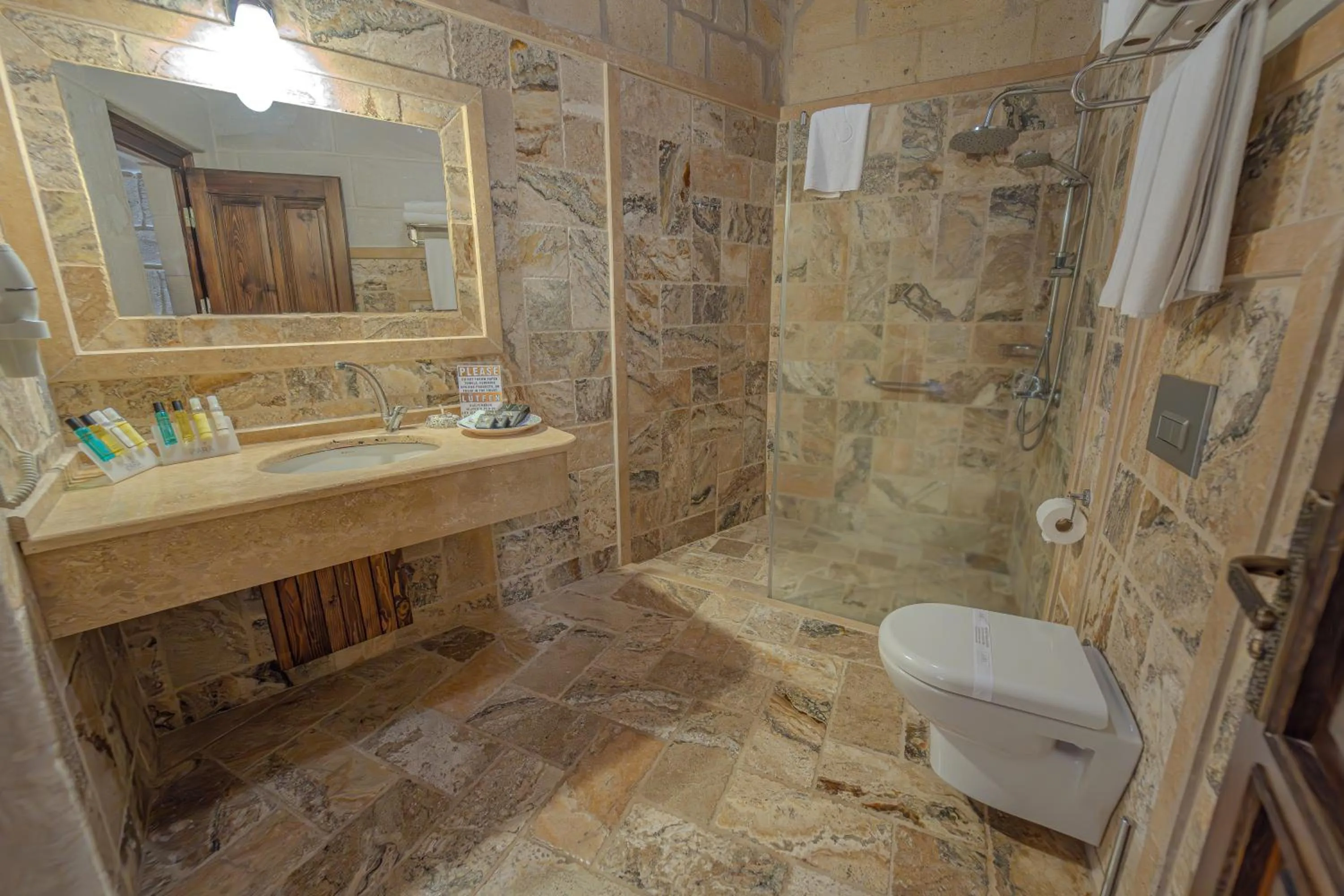 Shower in Zara Cave Hotel