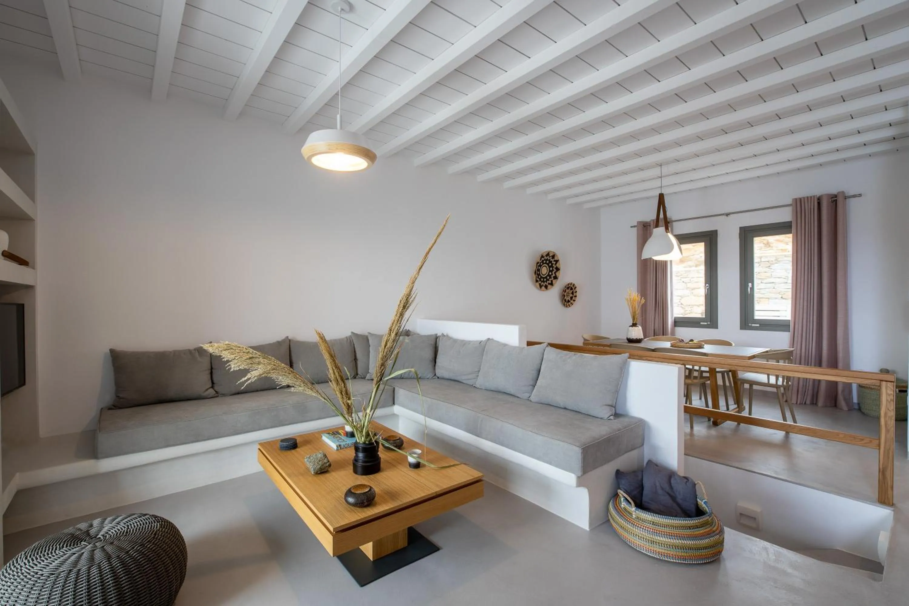 Living room, Bed in Phos Villas Tinos