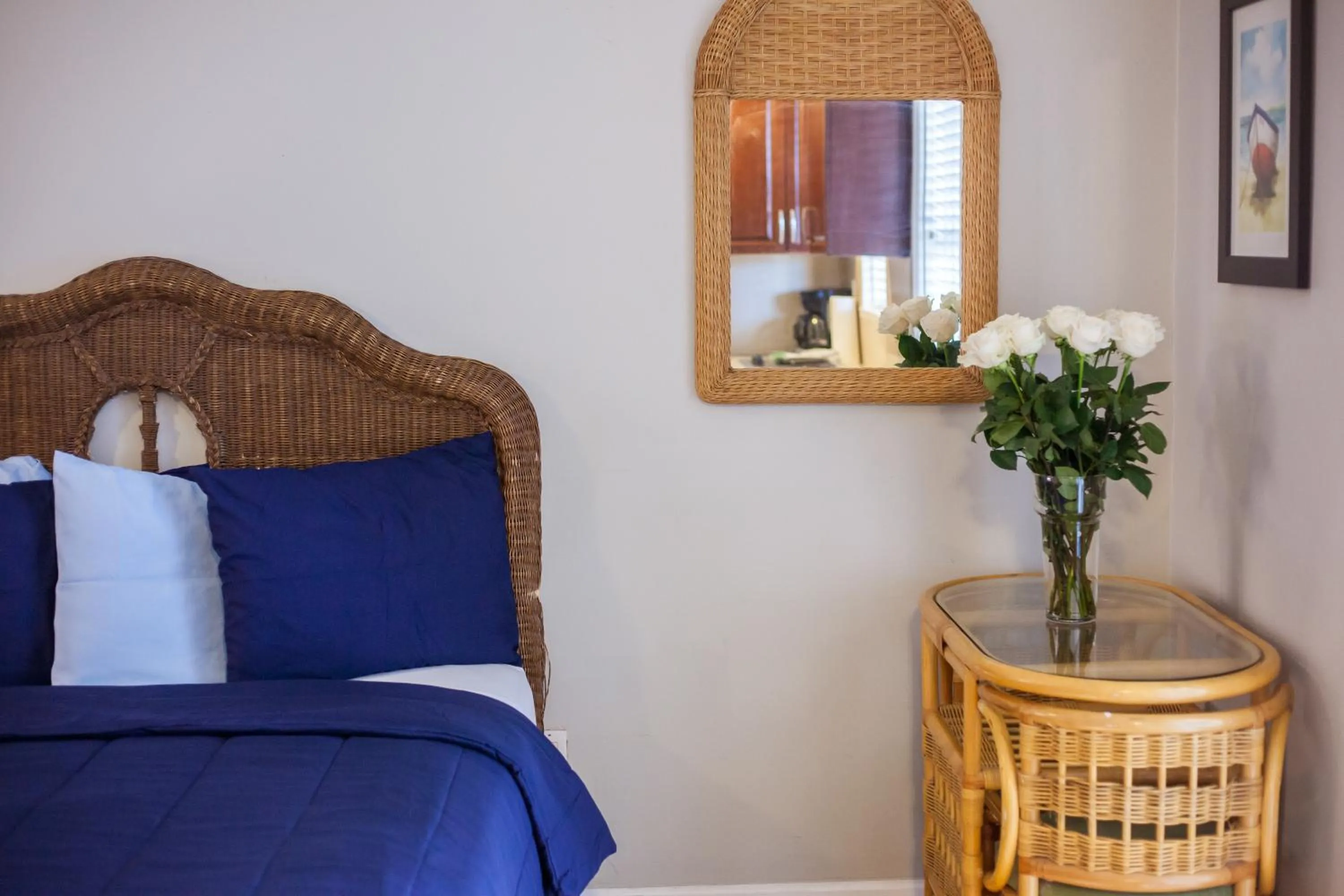 Bed in Riptide Oceanfront Hotel