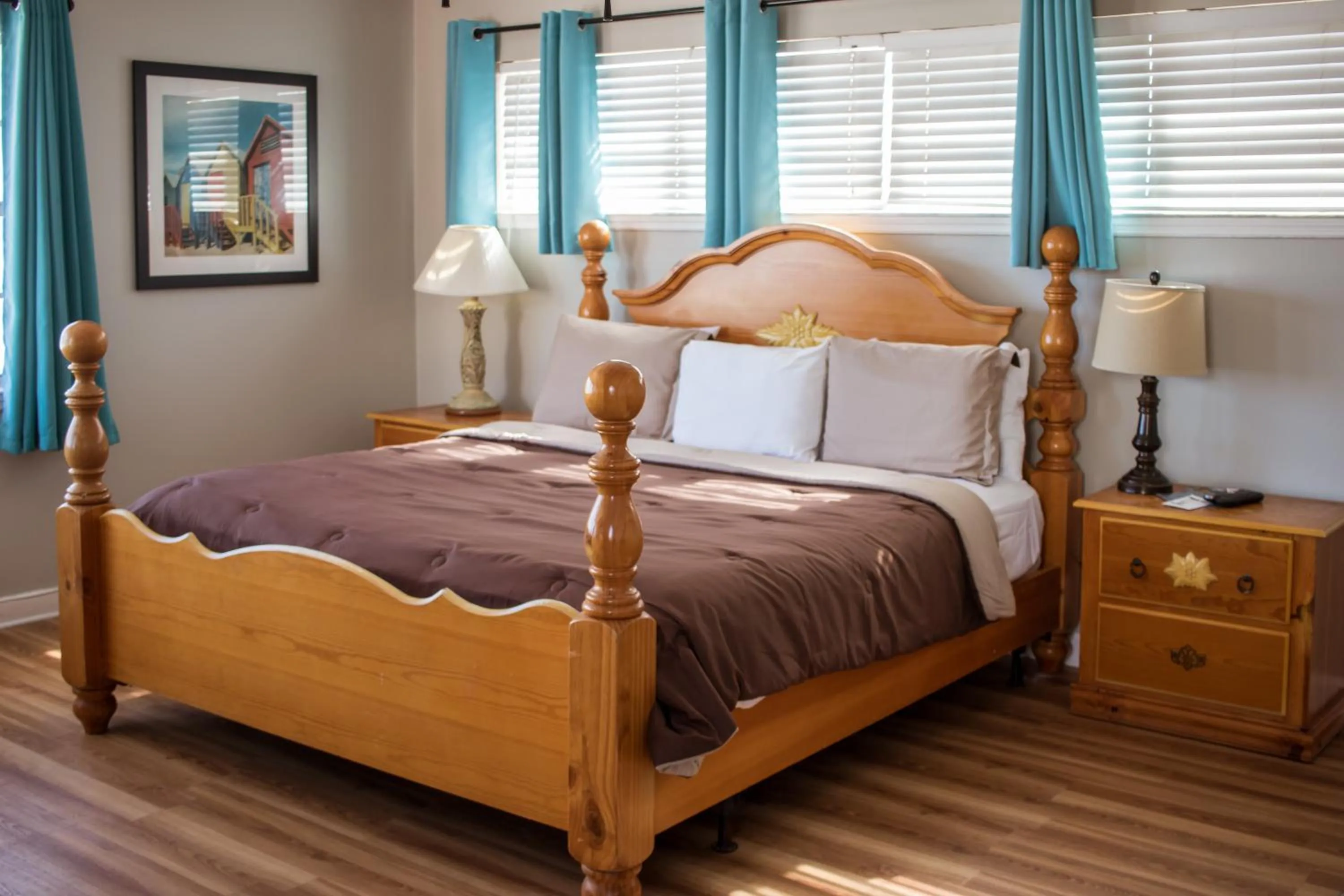 Bed in Riptide Oceanfront Hotel