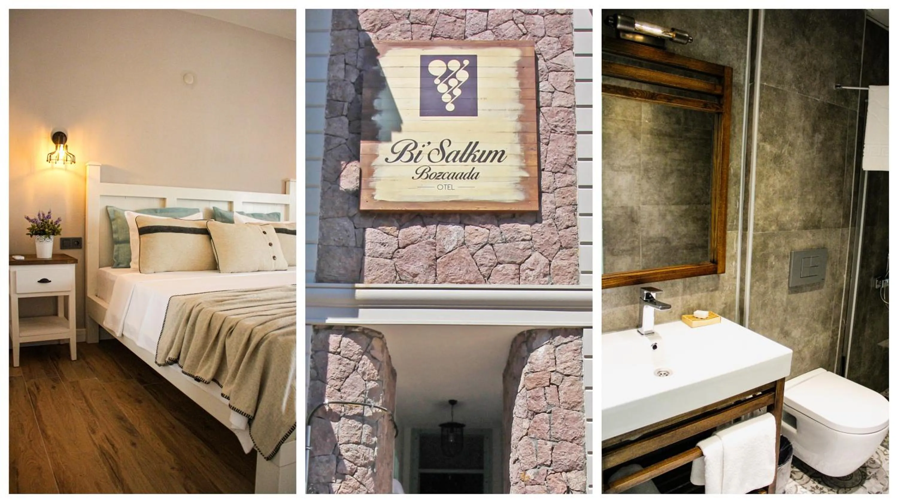 Bathroom, Bed in Bi Salkım Bozcaada Otel