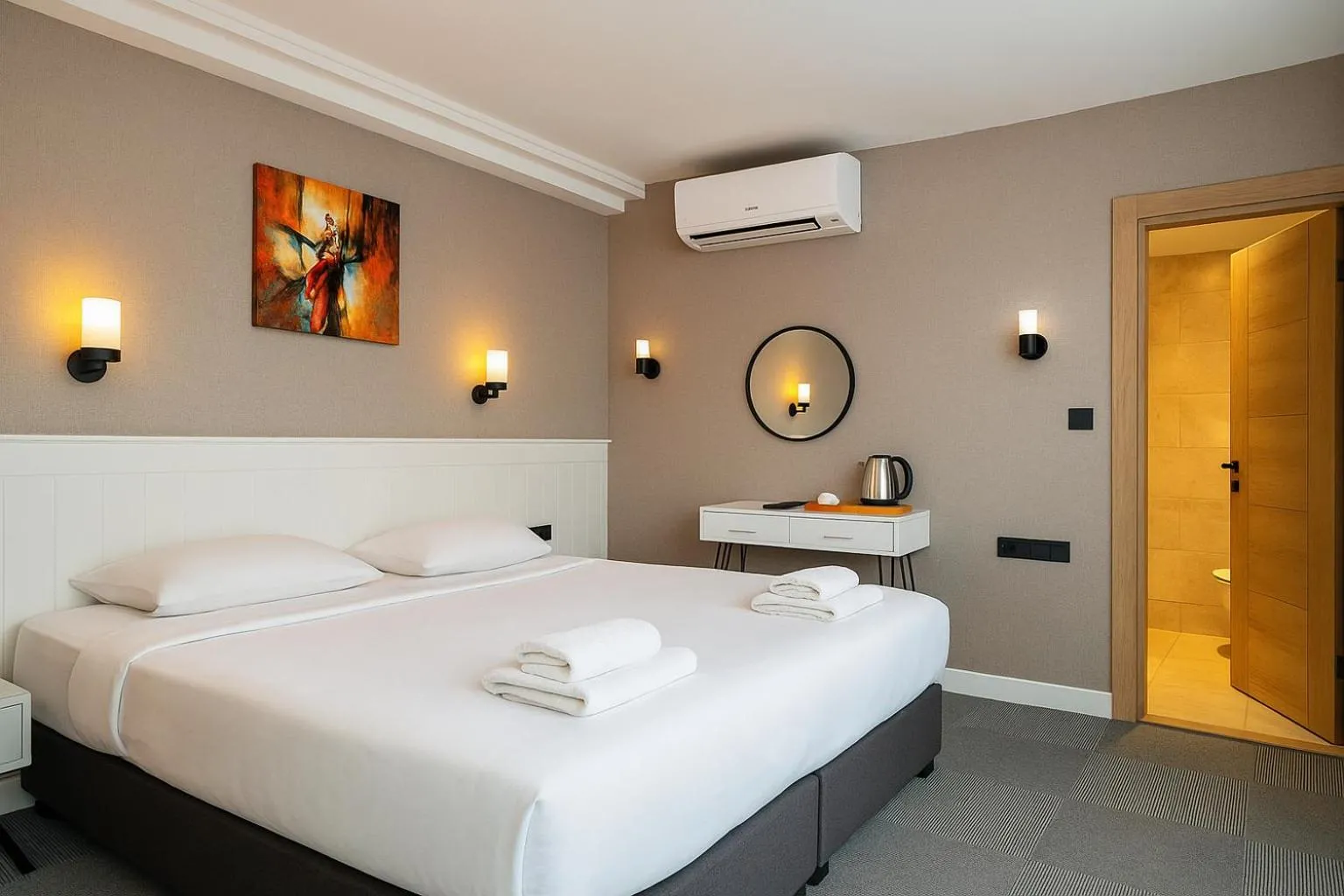Bed in Blue Point Hotel