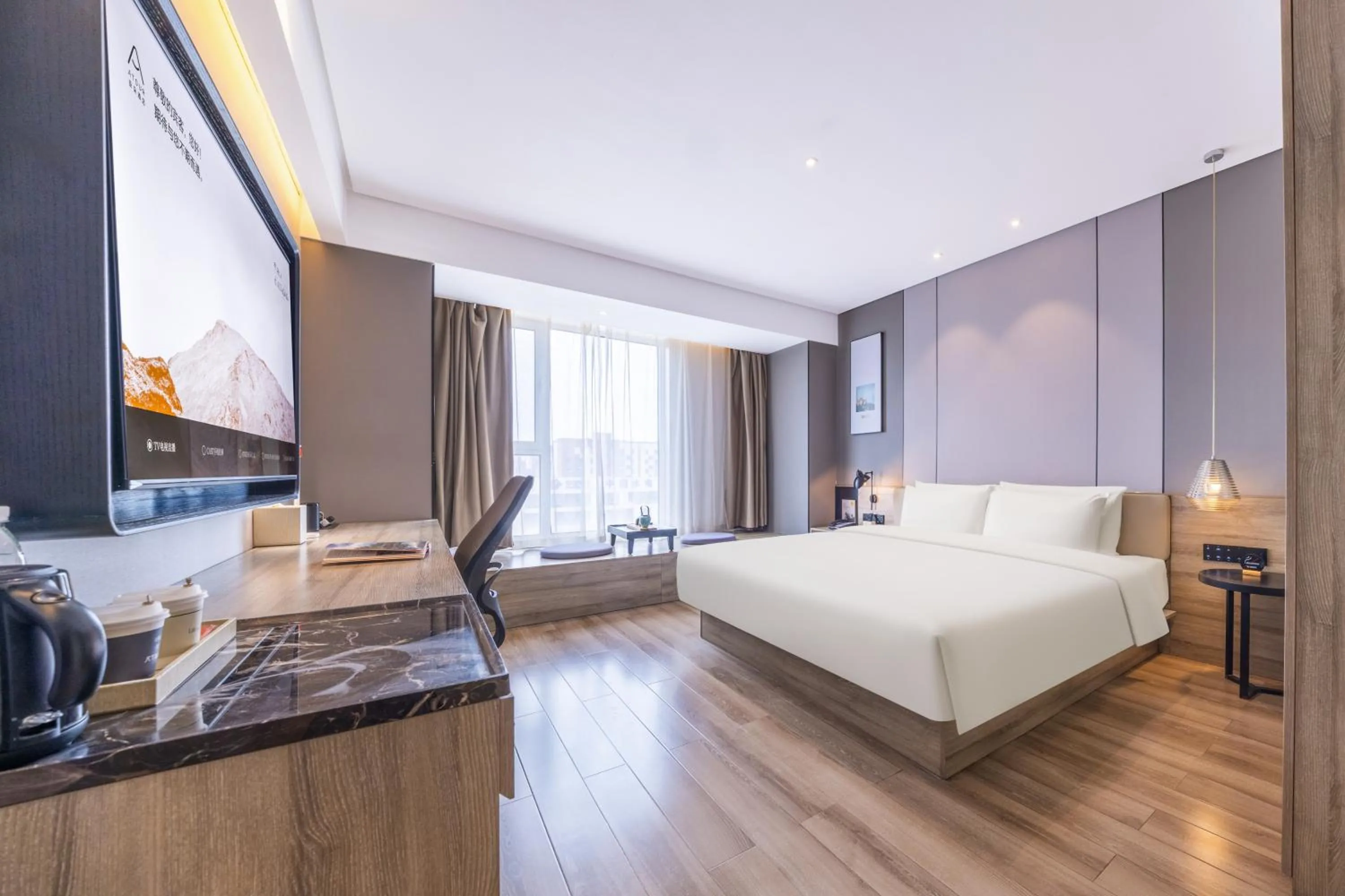 Bed in Atour Hotel Qingdao Airport Chengyang Wanxianghui