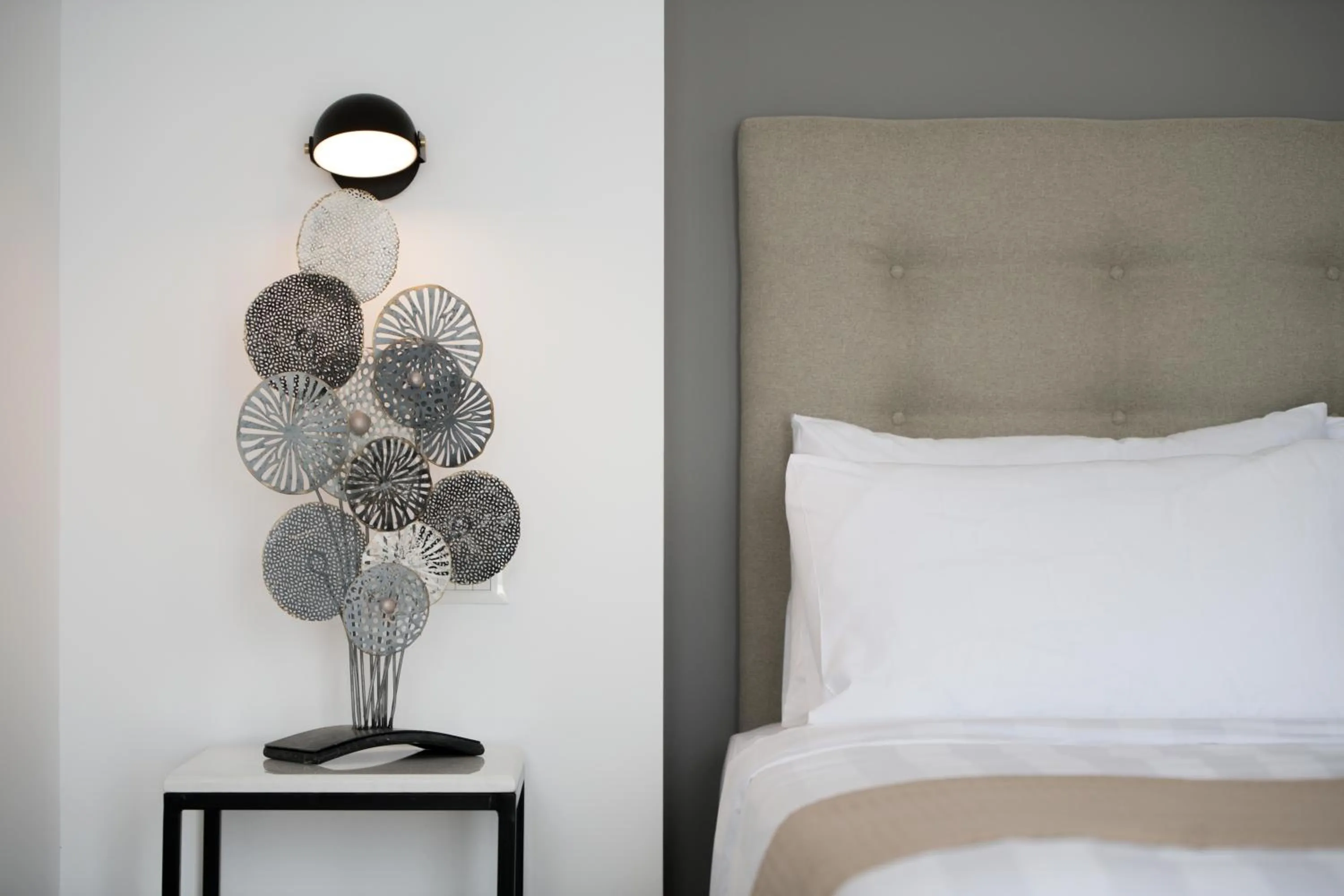 Decorative detail, Bed in Symphony Suites Santorini