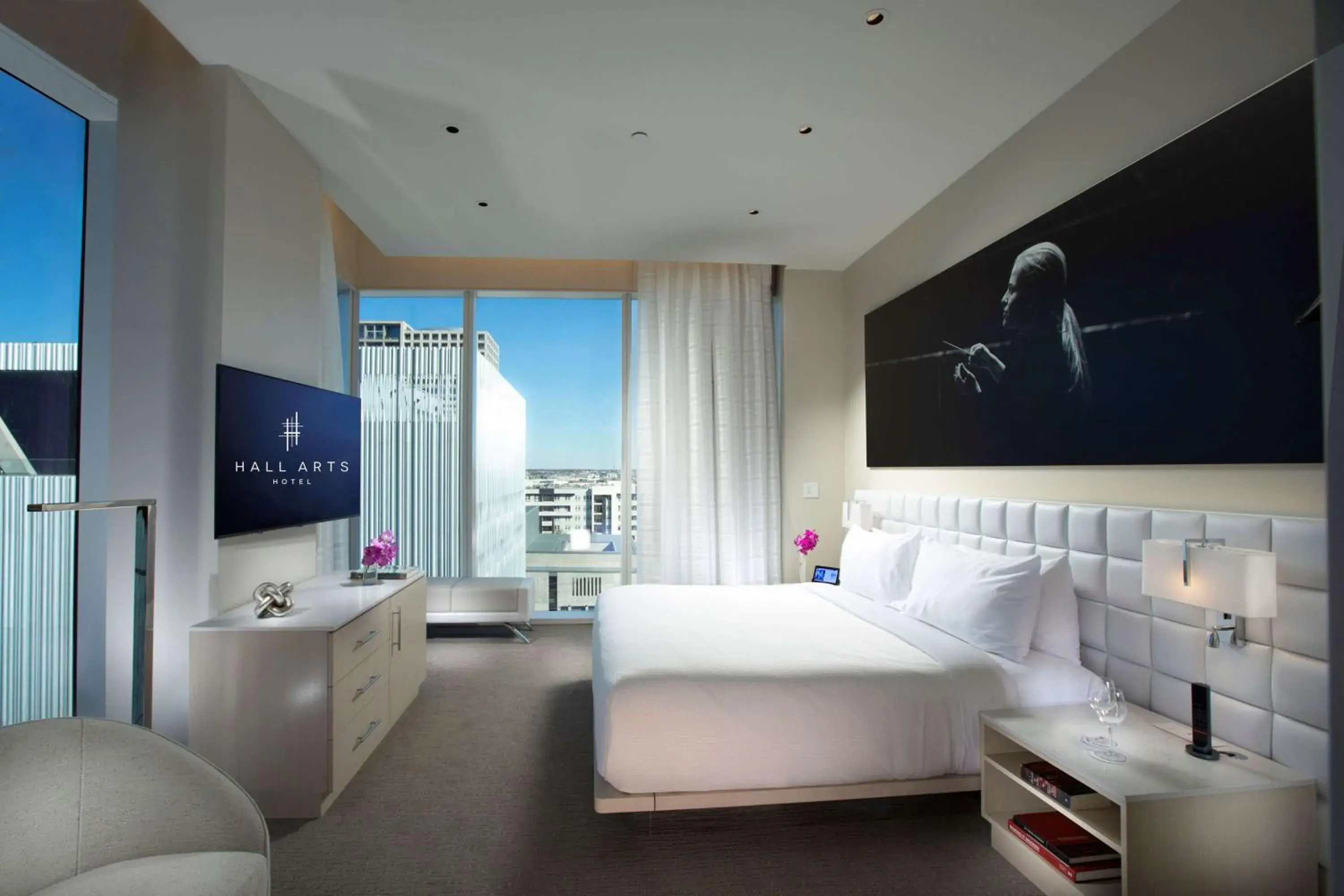 Bed in HALL Arts Hotel Dallas, Curio Collection by Hilton Bed in HALL Arts Hotel Dallas, Curio Collection by Hilton