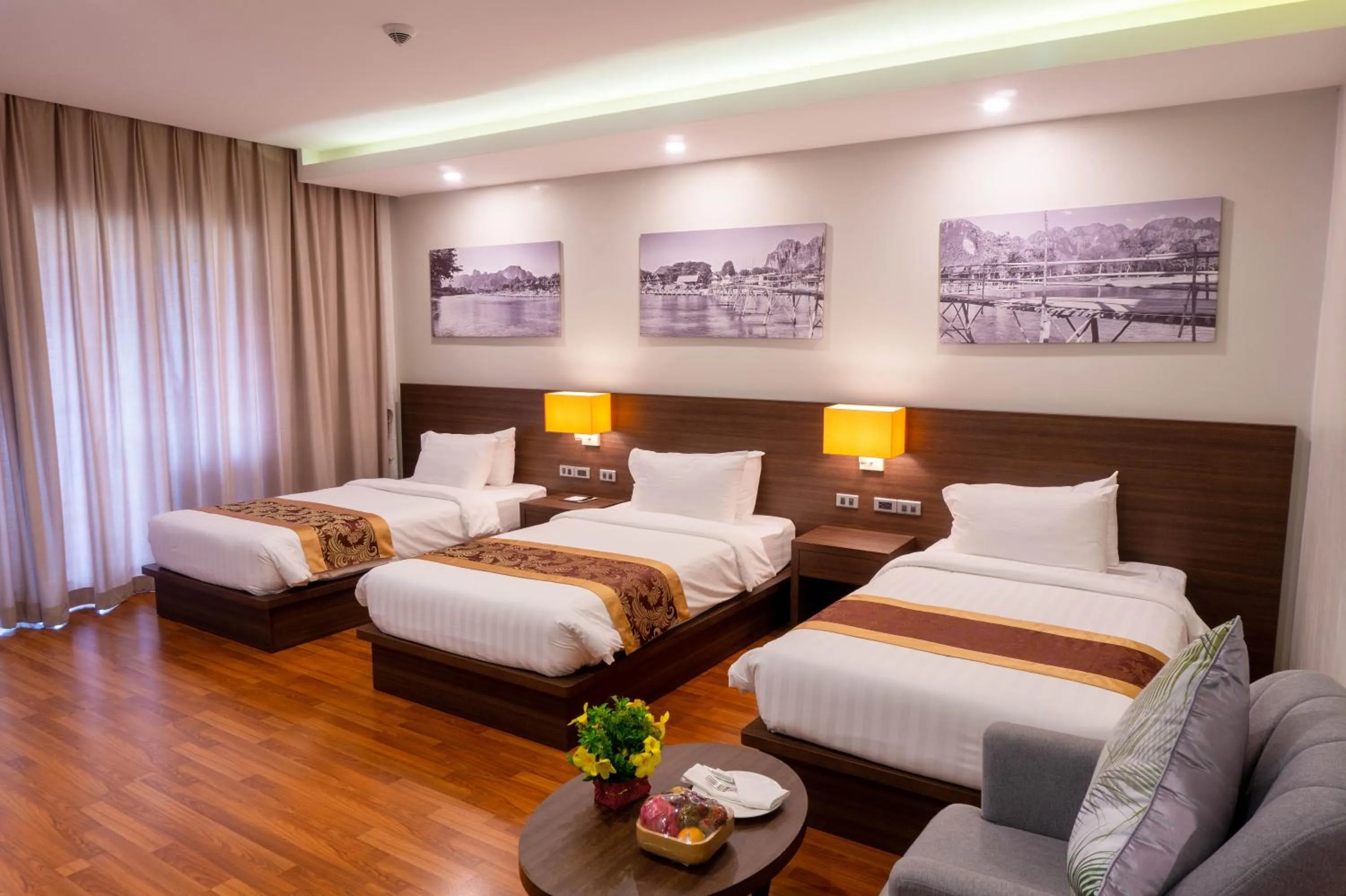 Bed in Tmark Resort Vangvieng