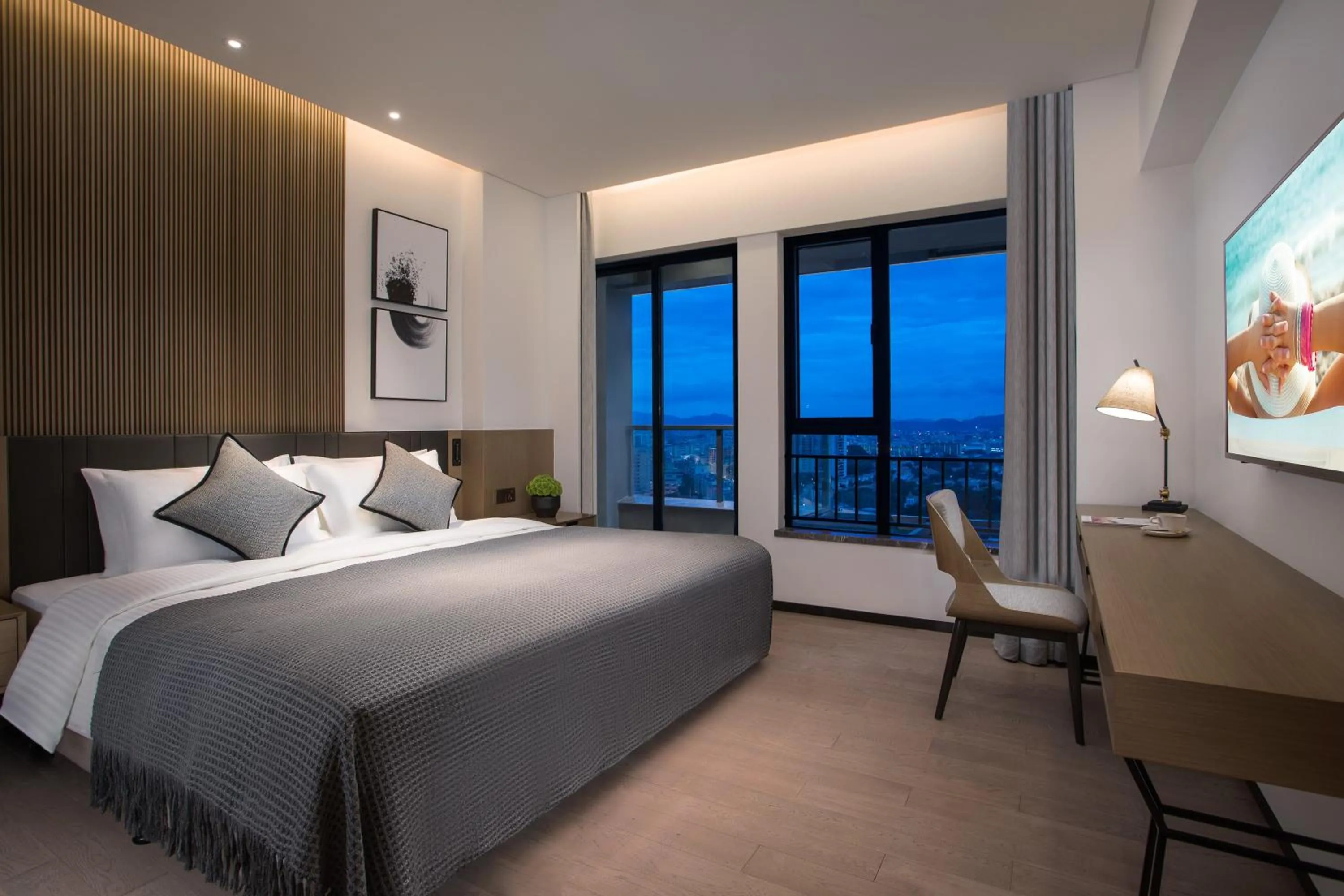 Decorative detail, Bed in Citadines Songshan Lake Dongguan