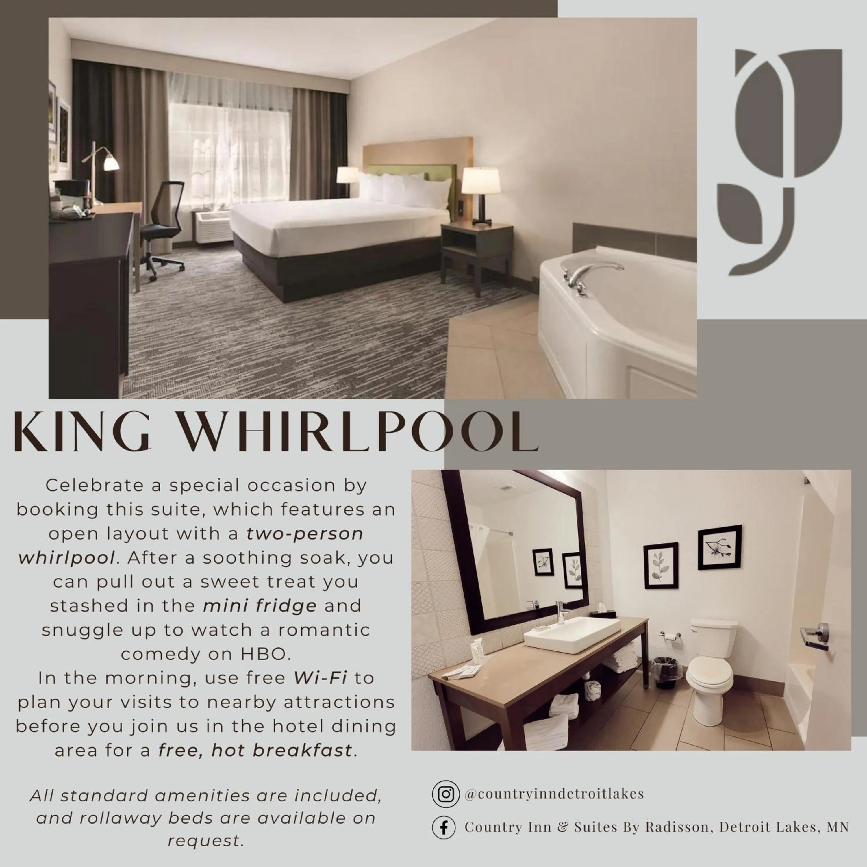 Hot Tub, Bed in Country Inn & Suites by Radisson, Detroit Lakes, MN