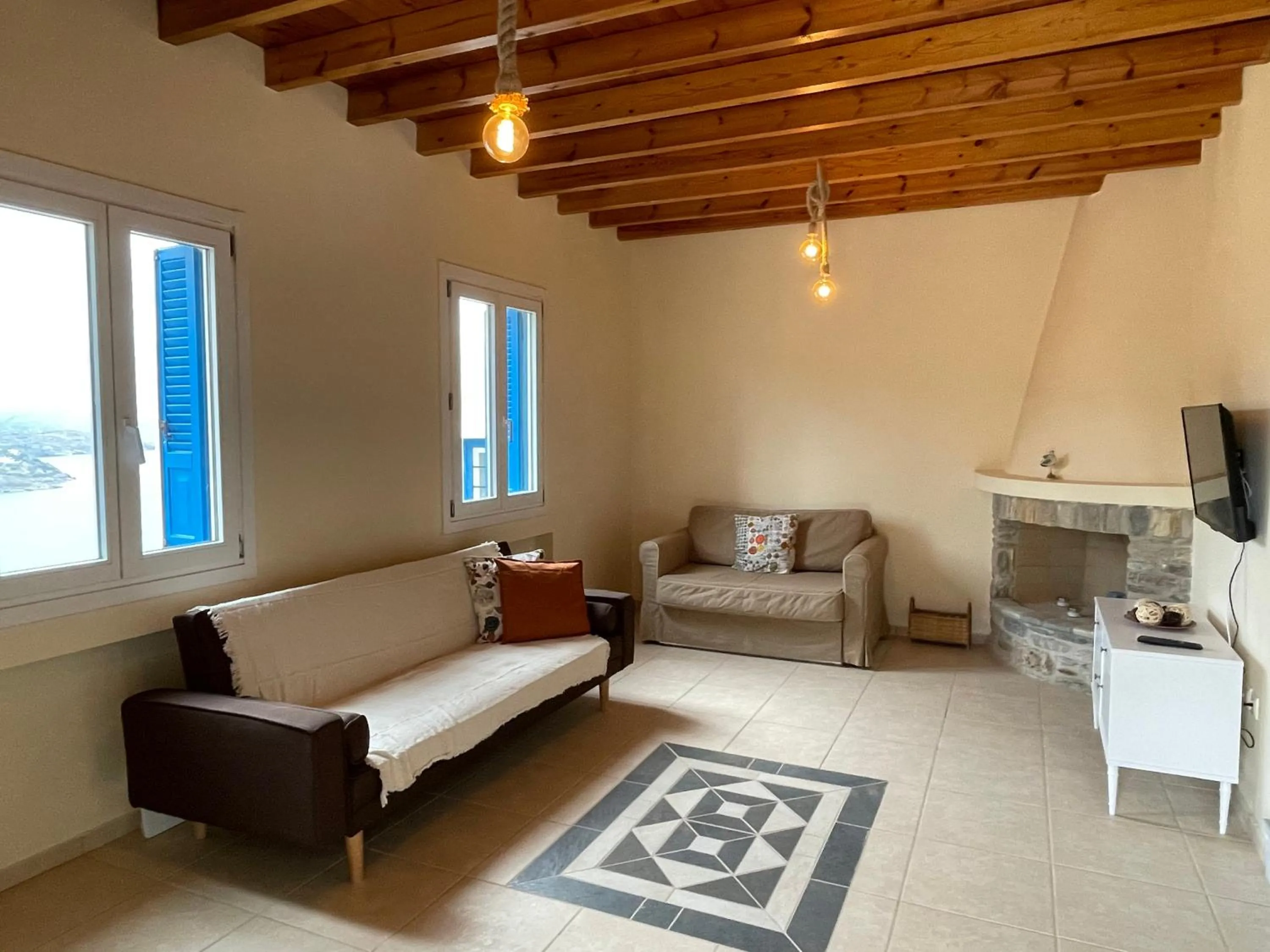 Living room in Monolithos Villas