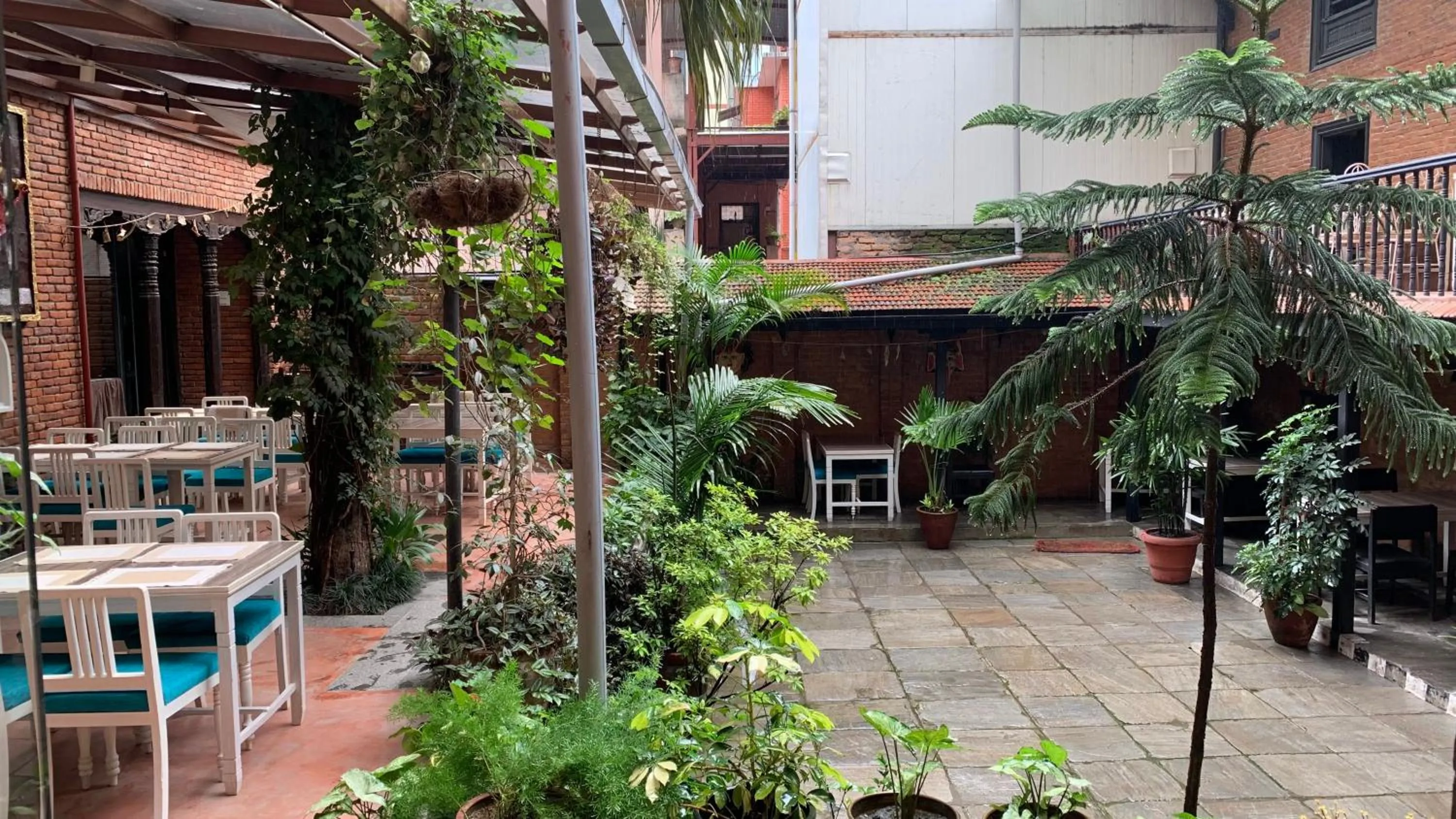Inner courtyard view in Hotel Thamel House - 6 km from Boudhanath Stupa, Kathmandu