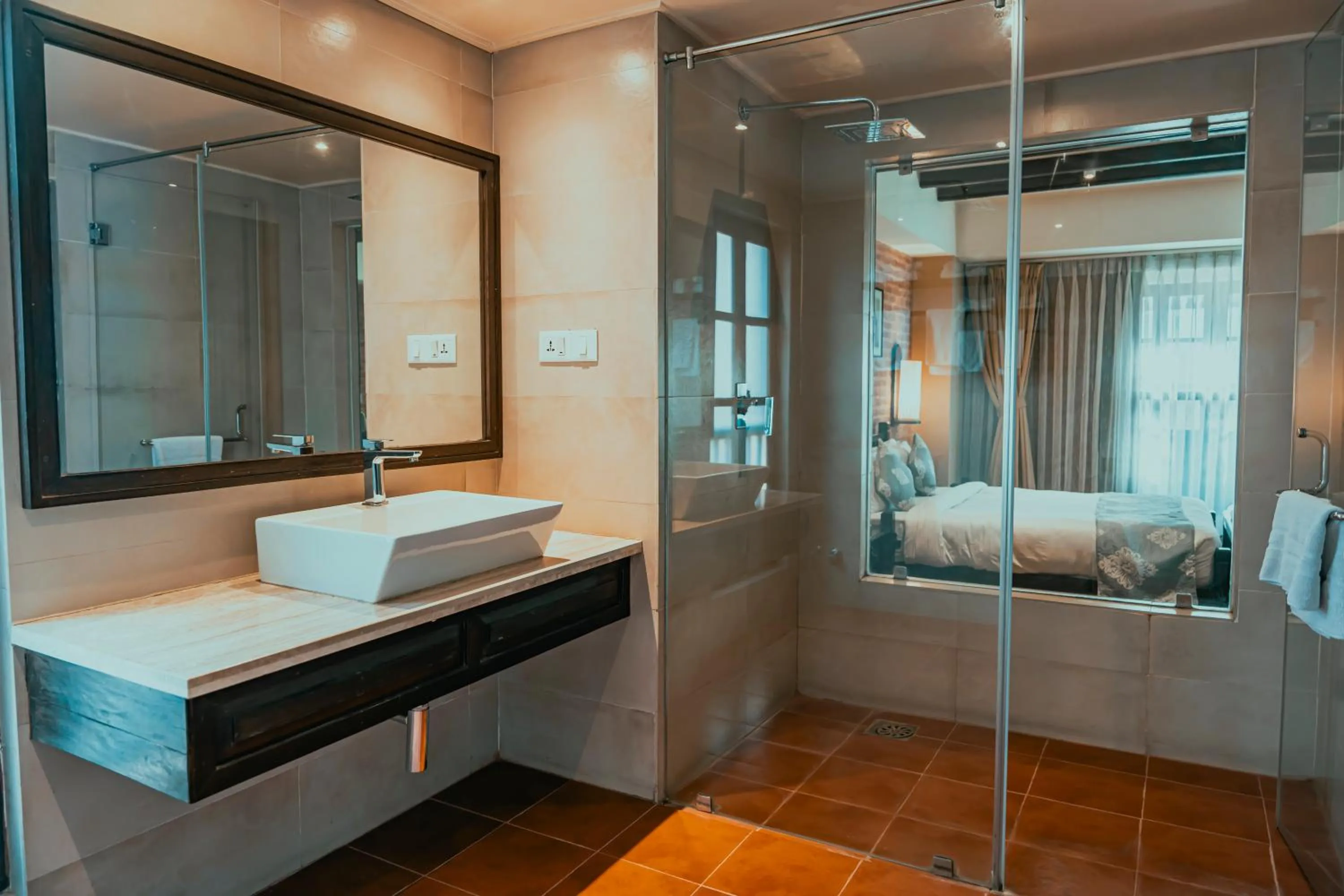 Bathroom, Bed in Hotel Thamel House - 6 km from Boudhanath Stupa, Kathmandu