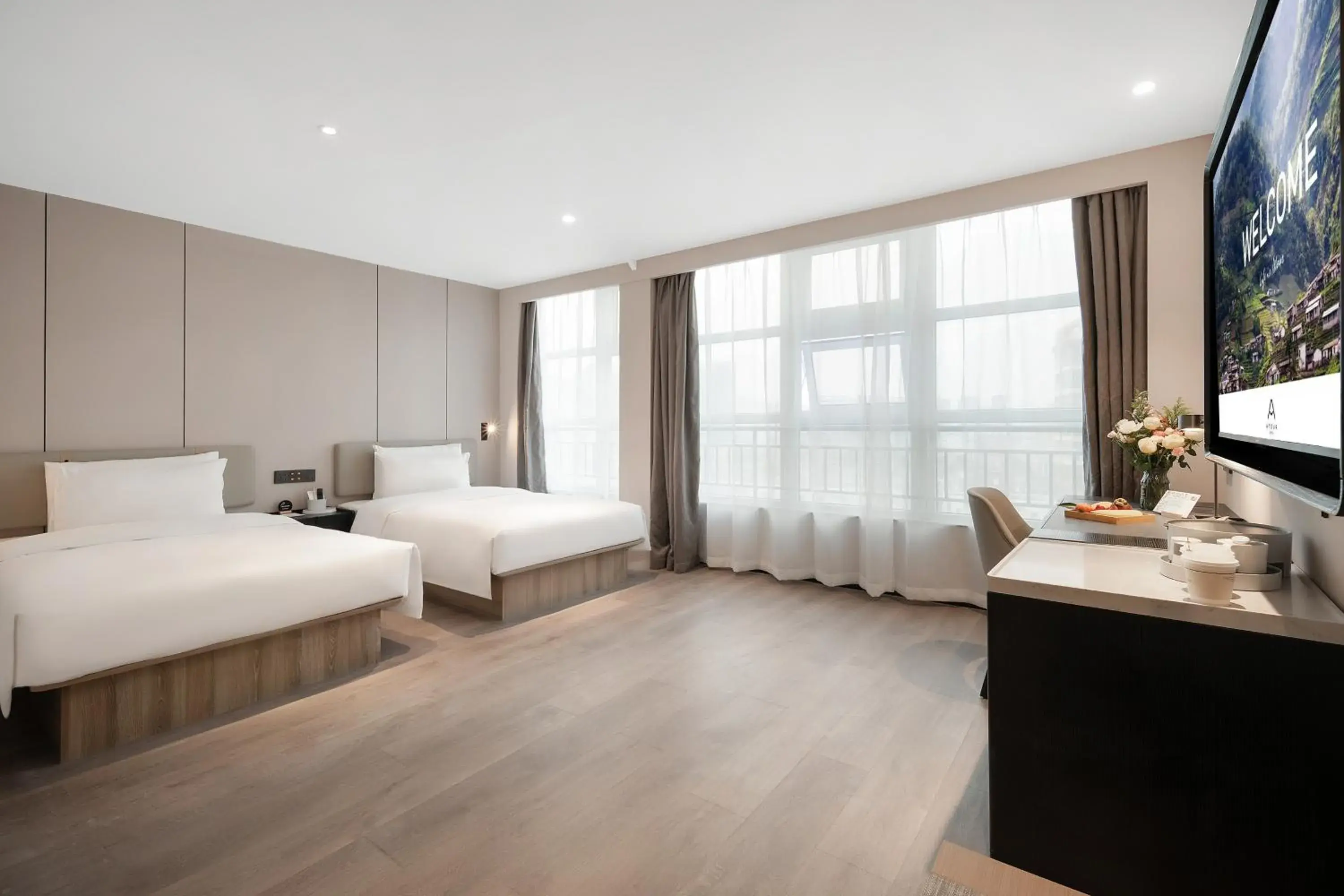 Bed in Atour Hotel Chengdu New Convention and Exhibition Center Branch Bed in Atour Hotel Chengdu New Convention and Exhibition Center Branch