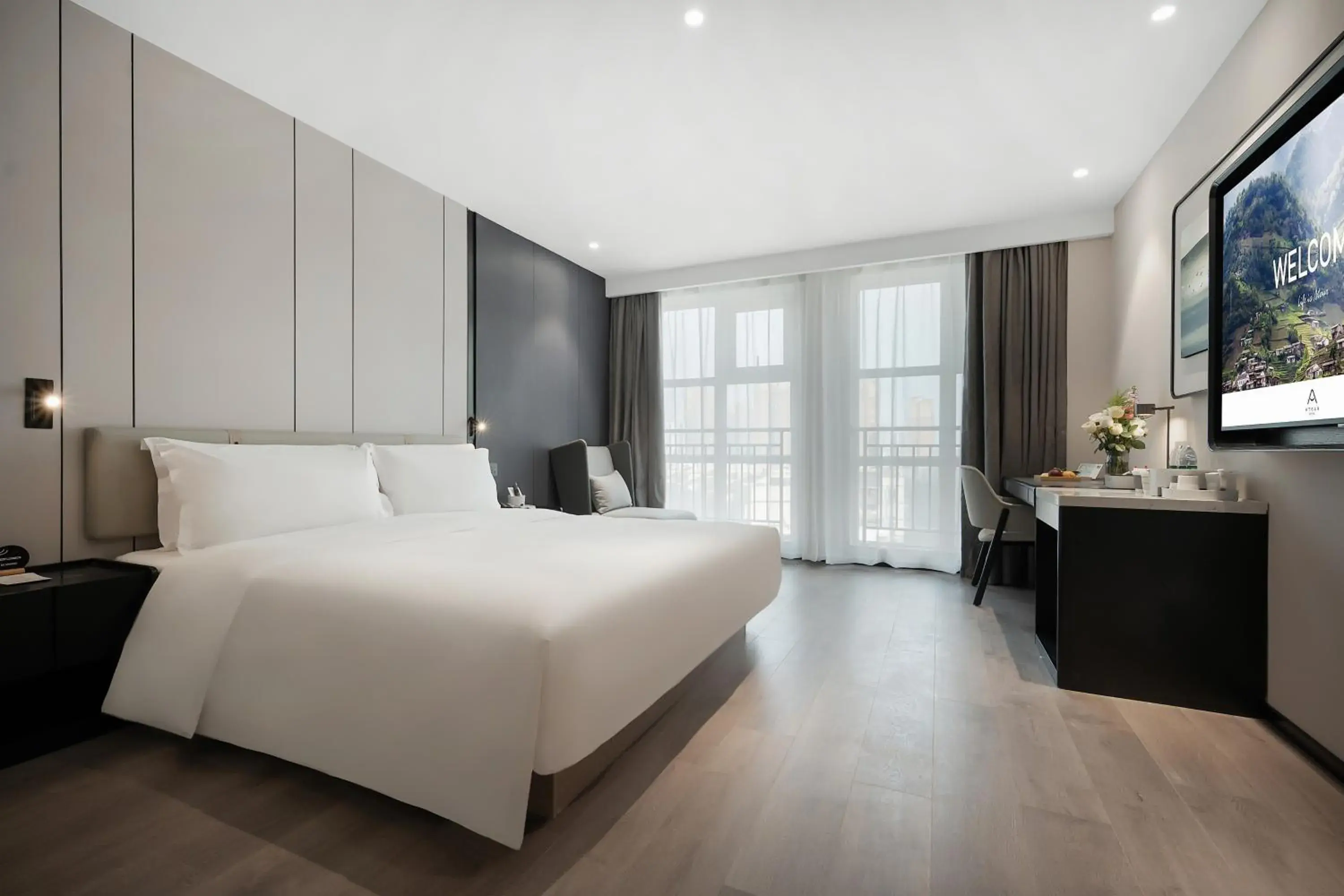 Bed in Atour Hotel Chengdu New Convention and Exhibition Center Branch Bed in Atour Hotel Chengdu New Convention and Exhibition Center Branch